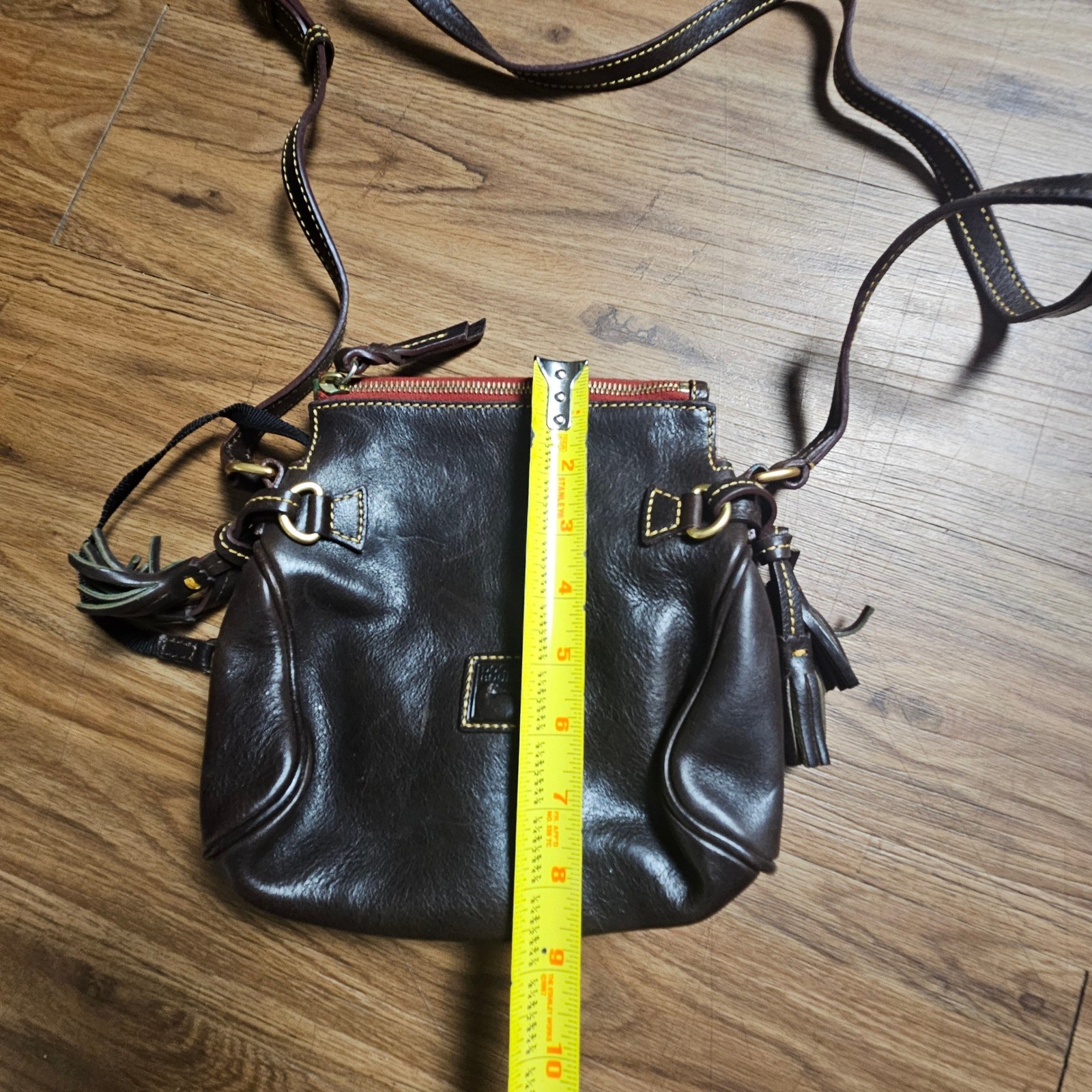 Dooney & Bourke Florentine Leather Mini Zip Crossbody Tassels Duck Fob Retro
