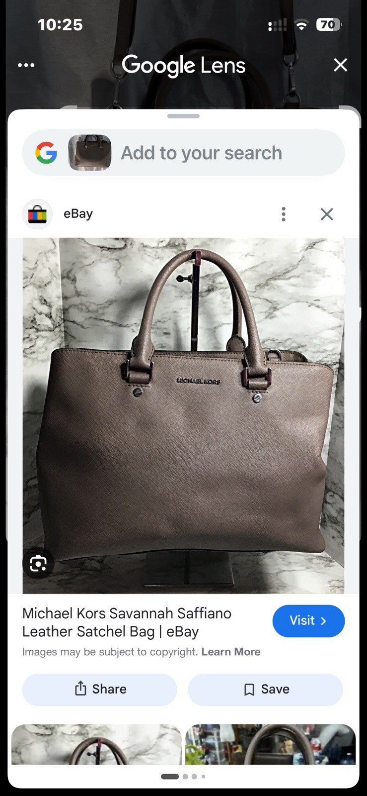 Michael Kors Savannah Large Leather Satchel Dark Taupe 13“L, 9-1/2 H, 5” W