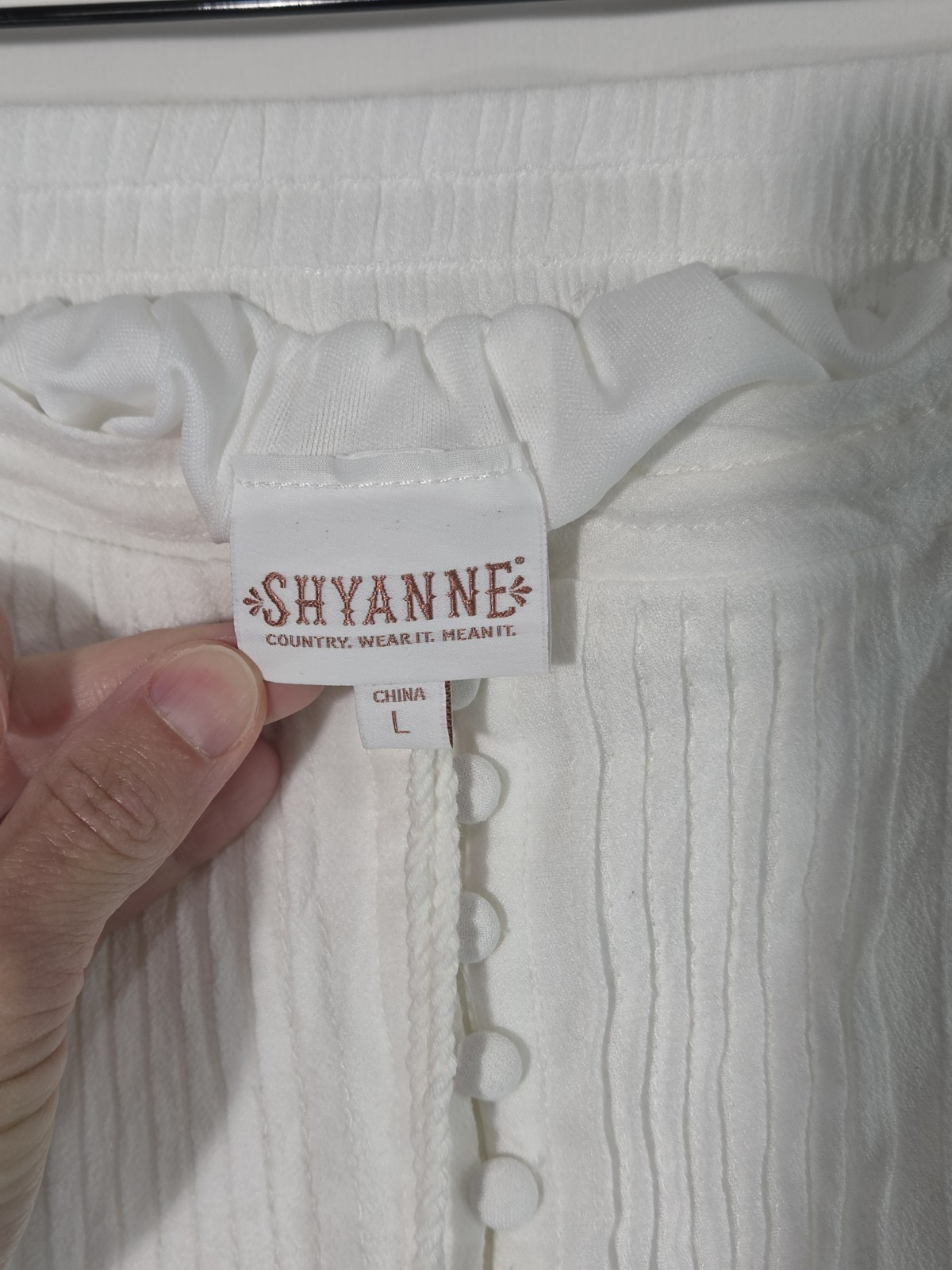 Shyanne Maxi Skirt Women Large White Western Boho Lace Pintuck Tassel Tiered