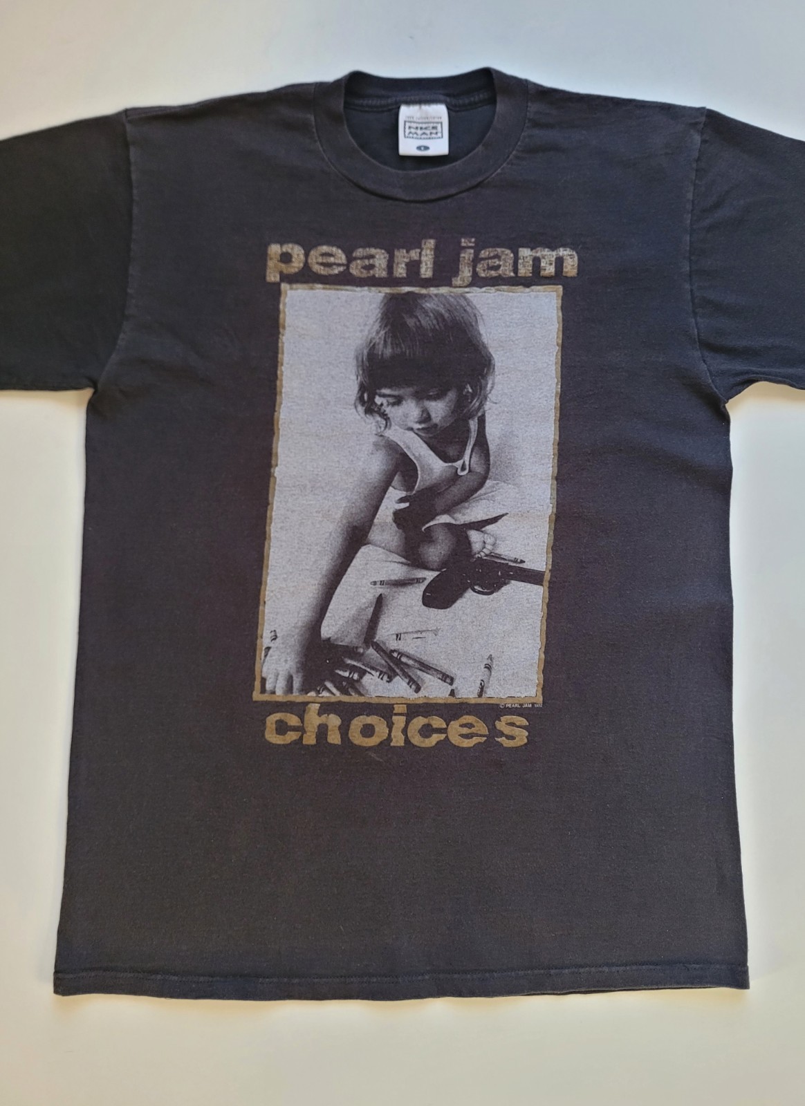 Vintage 1992 Pearl Jam Choices Size L T-Shirt Rare. Kids Prefer Crayons To Guns