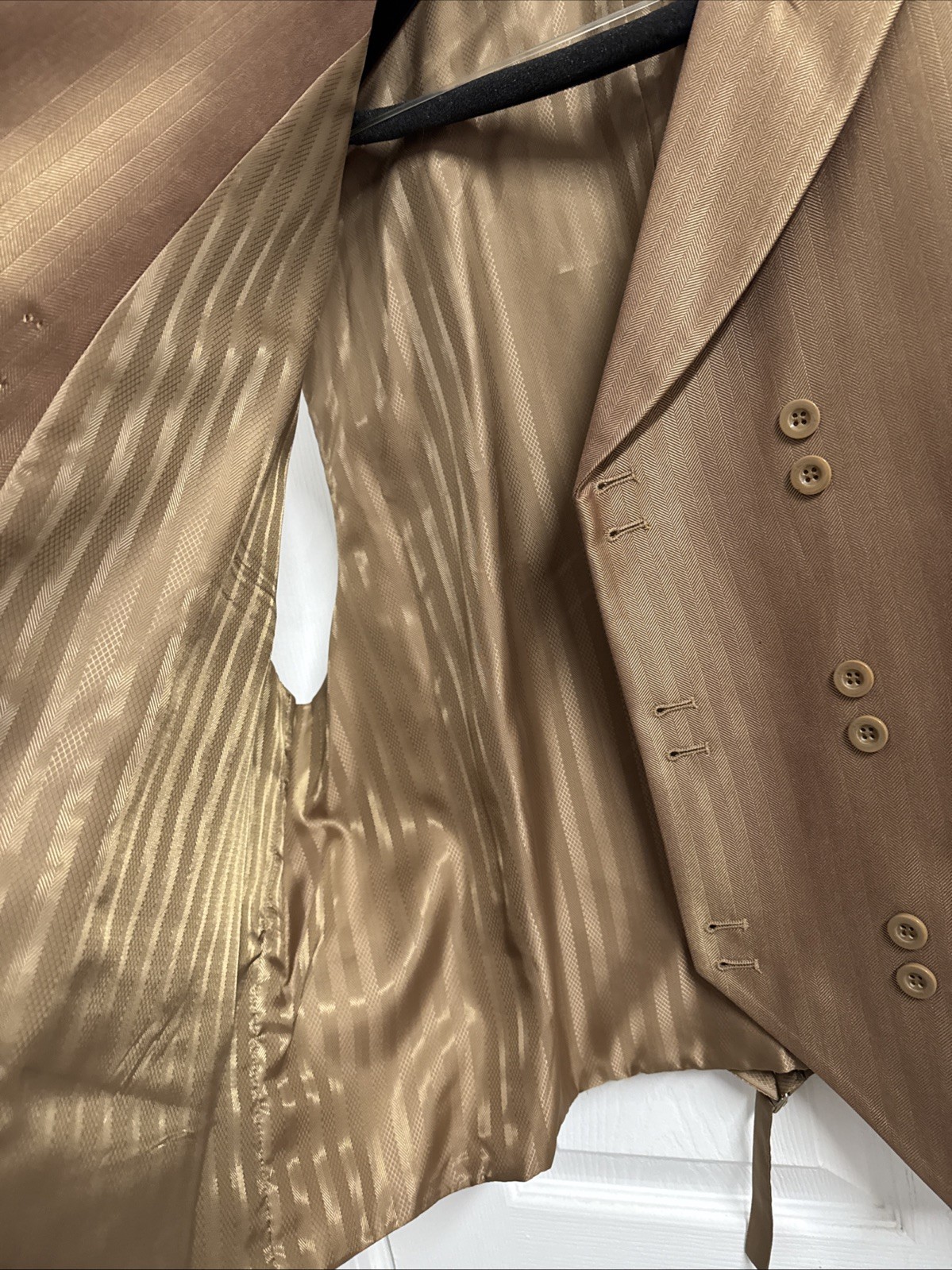 Fortino Landi 3PC Men’s Double Button Vested Fashion Suit Brown Tan 52R/46W NWT