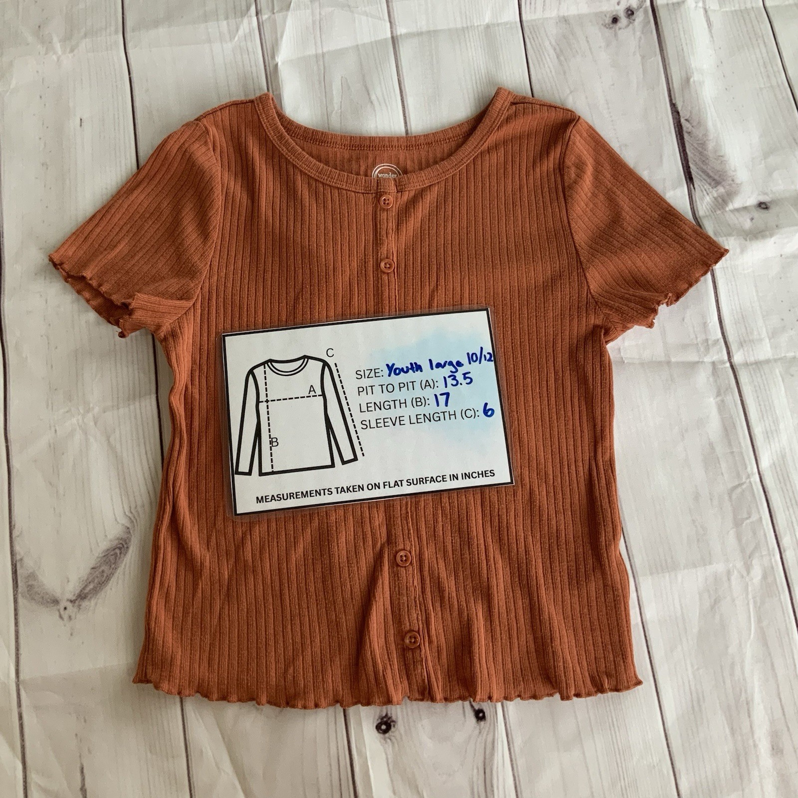 Girls Wonder Nation Cotton Orange Short Sleeve Top Stretch Size Large 10/12 Knit