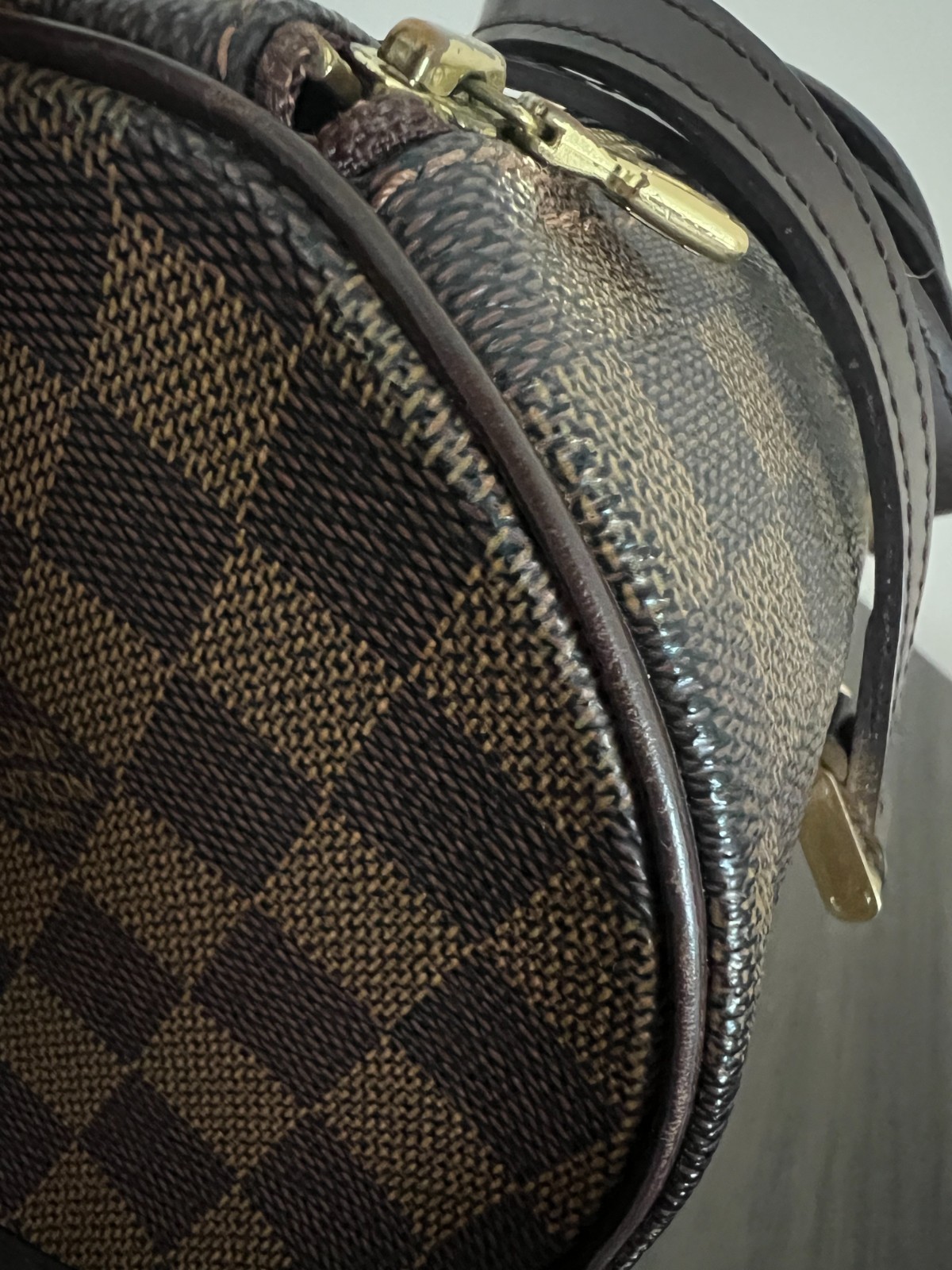 Authentic Louis Vuitton Damier Ebene Papillon 26 Handbag Brown