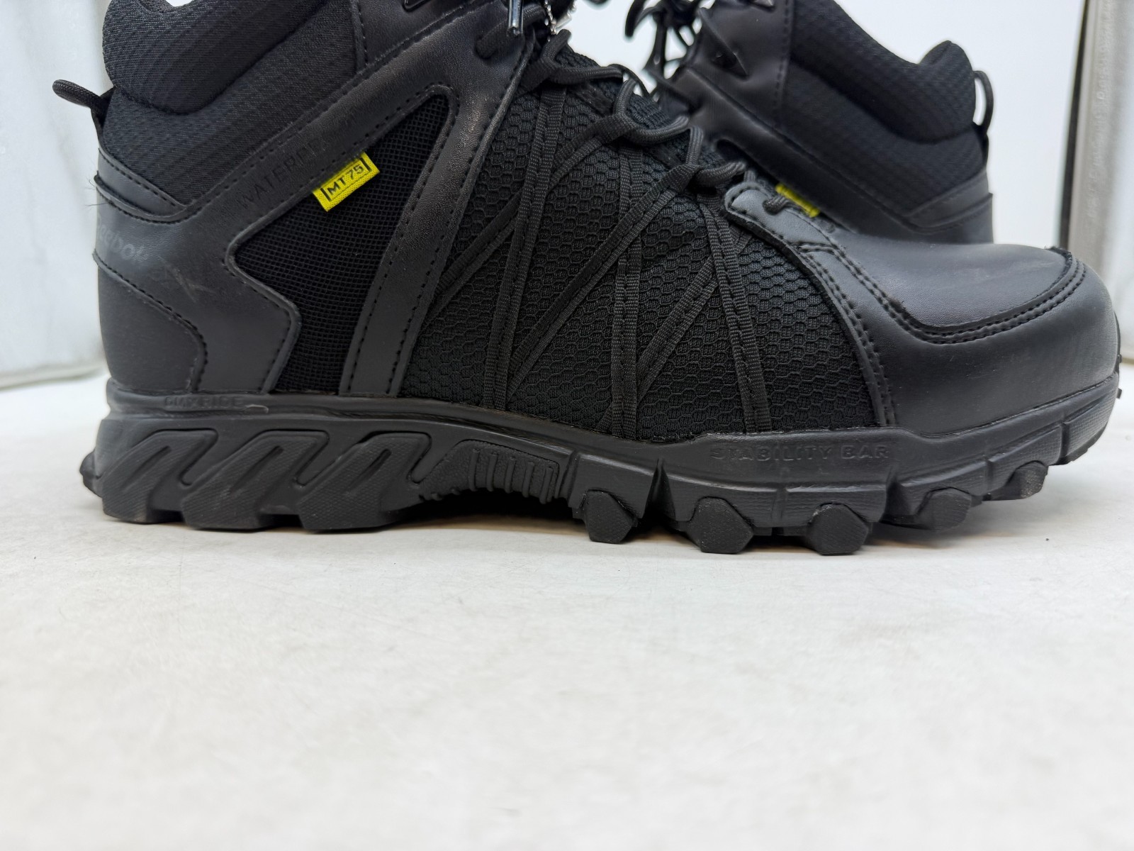 Reebok Trailgrip Work Alloy Toe Met Guard Boots Men’s Black Leather Ankle – 10.5
