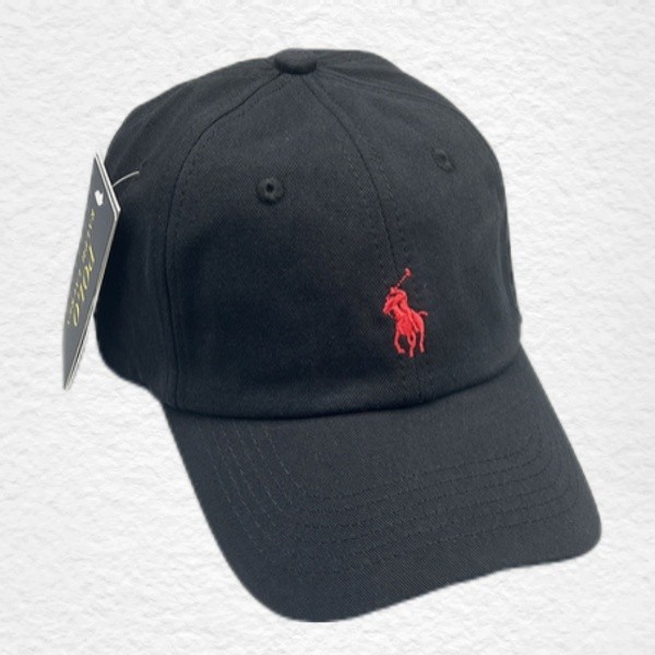 BLACK POLO Cotton Chino Adjustable Buckled Strap Curved Brim Ball Cap US STOCK