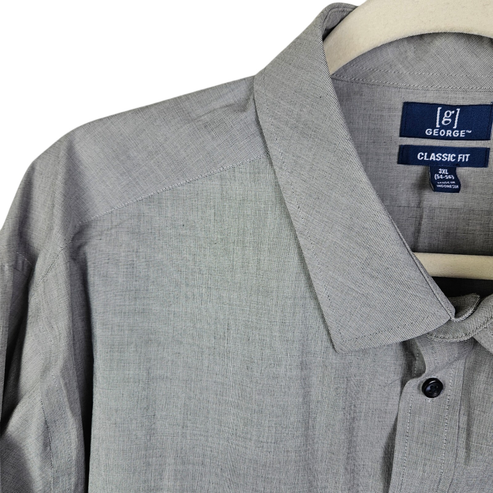 [g] George Classic Fit Button-Up Shirt Men’s Size 3XL Long Sleeve Oxford Gray