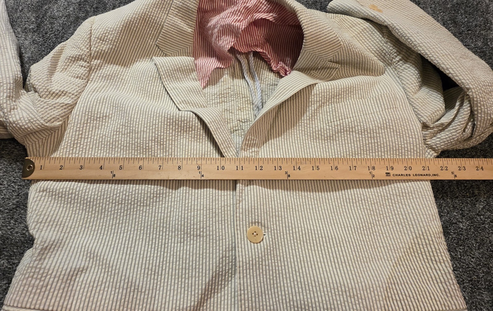 Haspel 2 Piece Seersucker Suit Tan Bisque White Men 46R 34×30 Old Money Southern