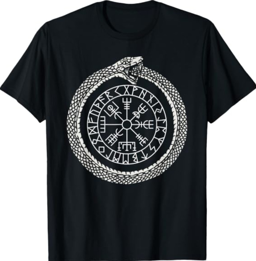 Mystic Ouroboros – Ancient Viking Symbol Vegvisir – Norse T-Shirt