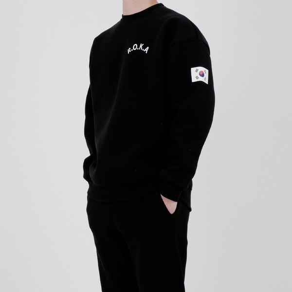 Korean ROKA Sweatshirt – “KOREA ARMY” Embroidered with Korean Flag (Fleece Lined