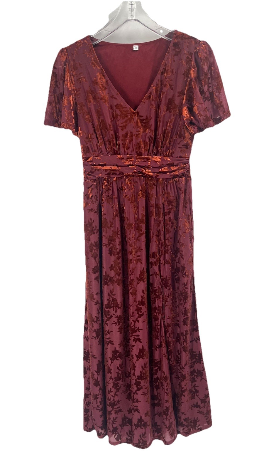Red Wine Velvet Burnout Maxi Dress Dark Romantic Whimsigoth Fairy Sz Small