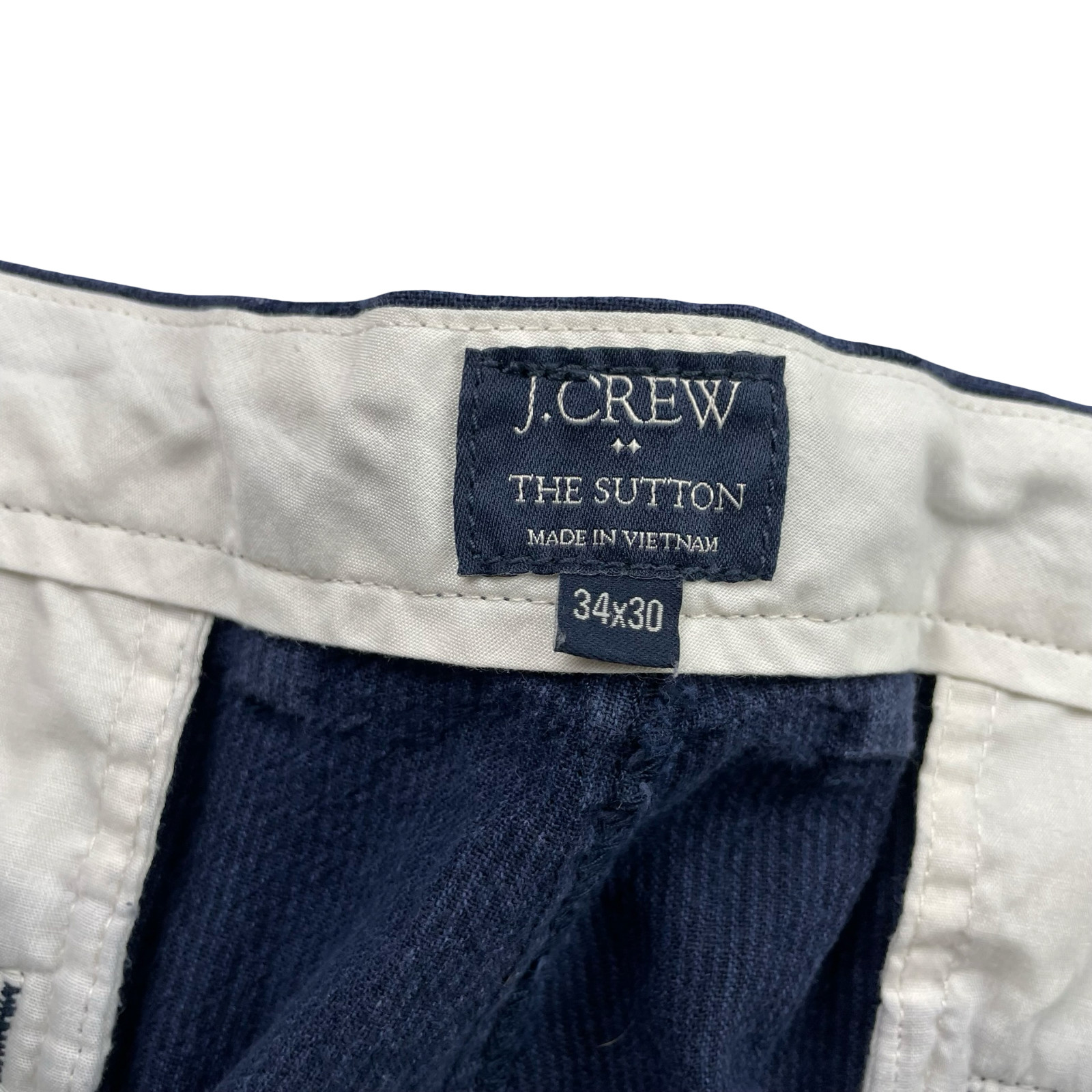 J.Crew Men’s The Sutton Linen/Cotton Flat Front Chino Pants Navy Stripe • 34×30
