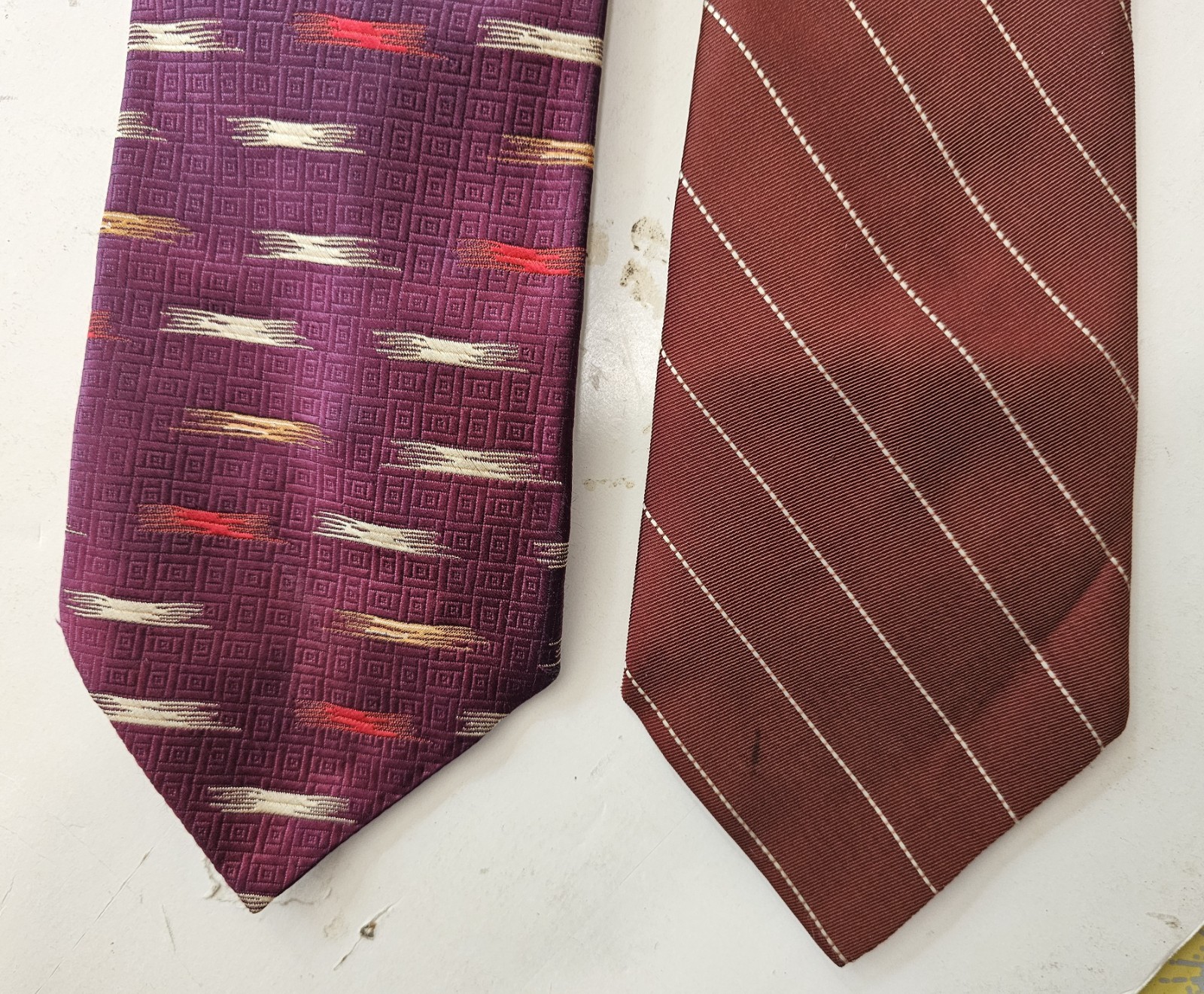 2 Vintage Mid-Century Ties Nobel-Silk Necktie Acetate  Polyester