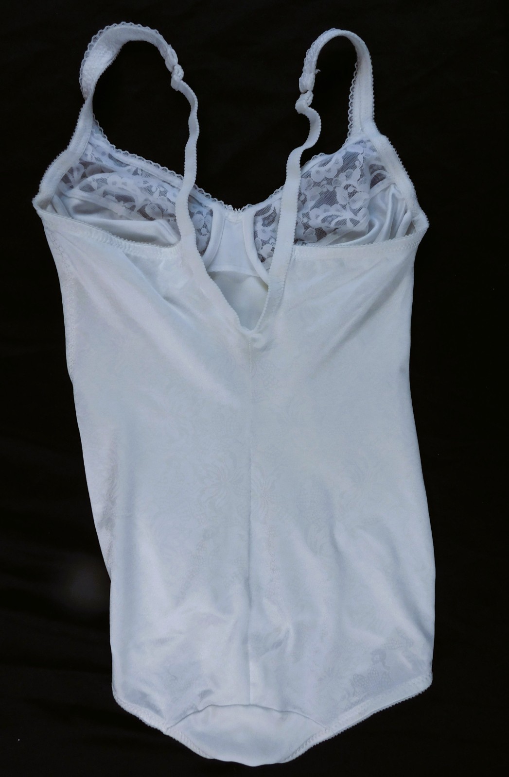 Vintage Flexxees 36B All in One White Satin Girdle Bodysuit Wire Cups-Style 685