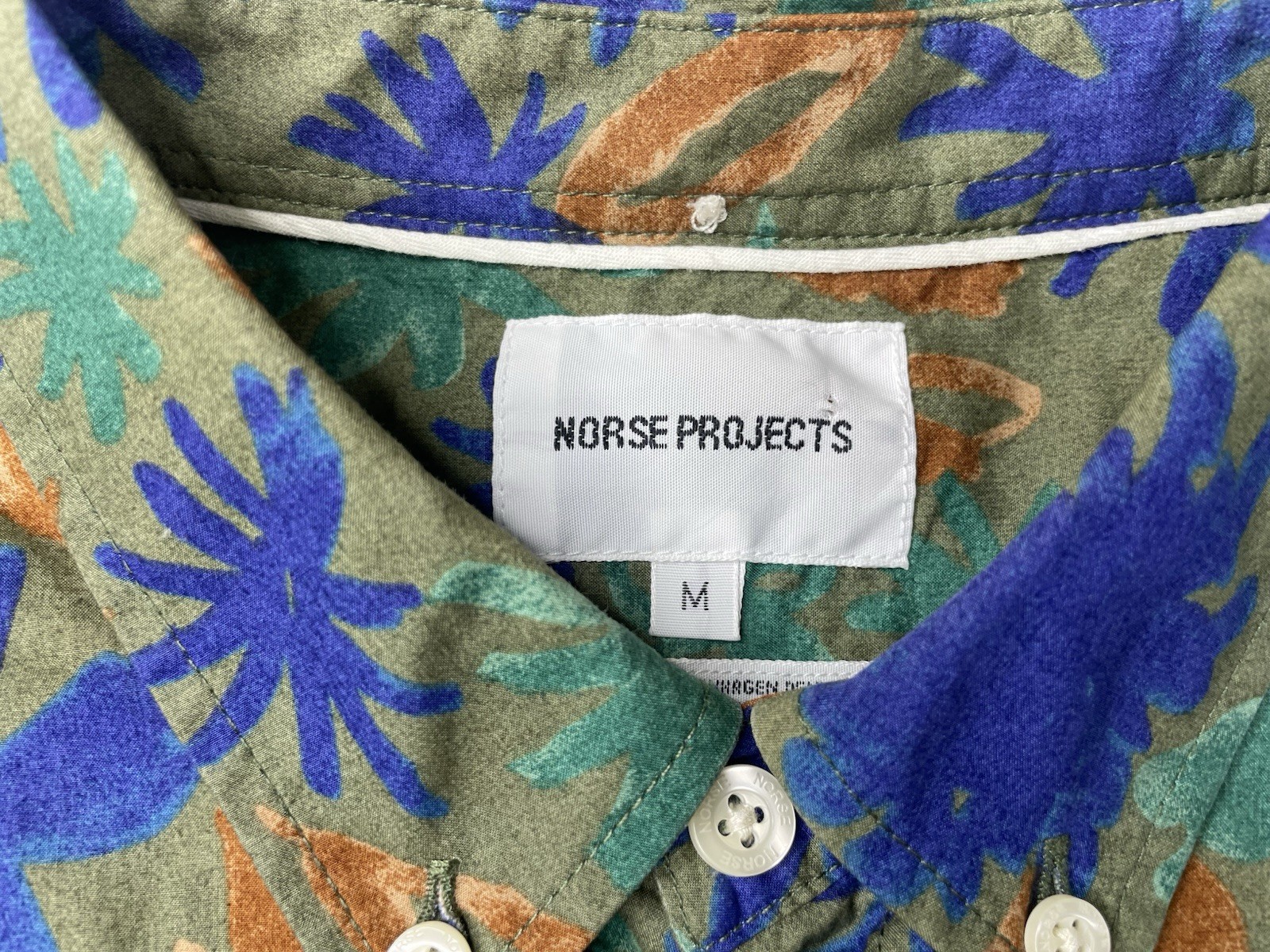 Norse Projects Mens Medium 100% Cotton Anton Botanical Shirt Button Down Floral
