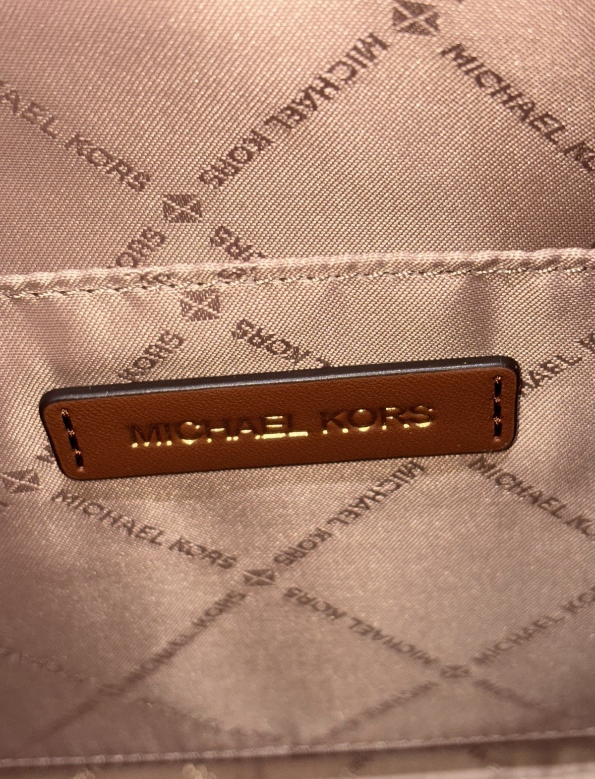 MICHAEL KORS NAYLA MEDIUM ZIP MESSENGER CROSSBODY BAG TOTE PURSE MK BROWN GOLD
