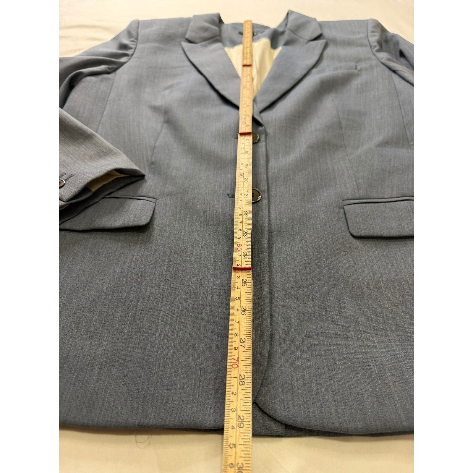 JCrew Mario Bellucci Italian Wool Blend Blazer Jacket Blue Grey Womens Size 8