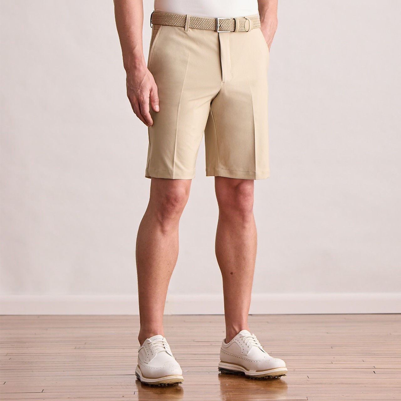 Men’s Dunning Player Fit Golf Tan Shorts 38 Poly Spandex Blend Wicking 10″