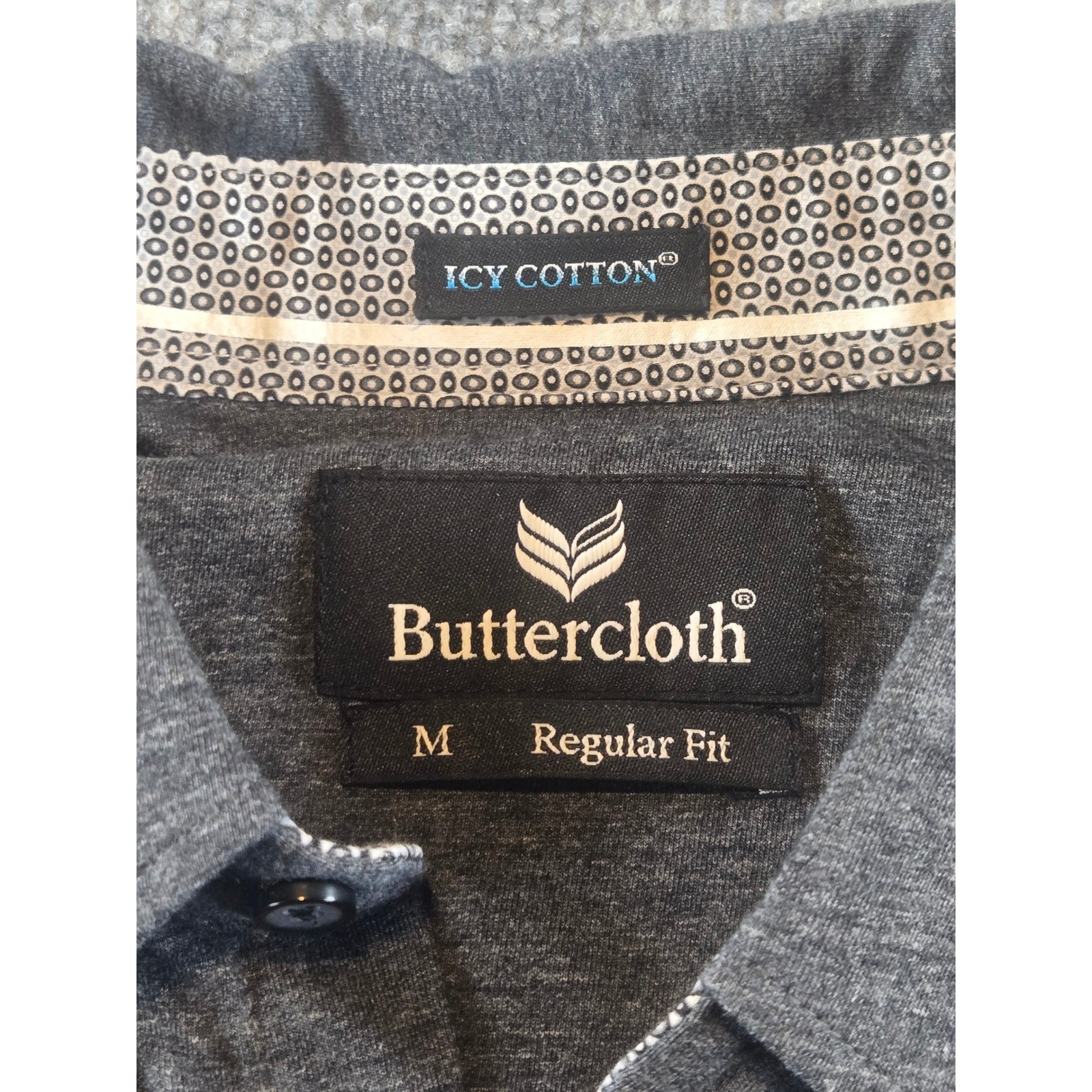 Buttercloth Icy Cotton Mens Short Sleeve Button Down Shirt Gray Regular Fit M