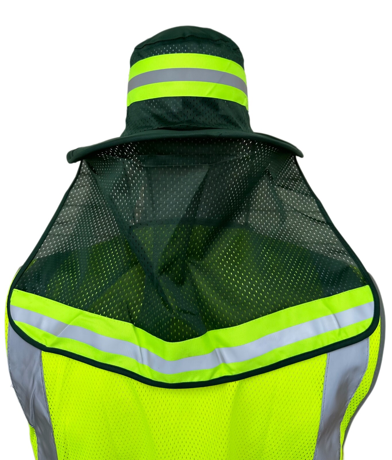 Hi Vis Reflective Work Safety Neck Flap Boonie Hat Green Bucket Cap