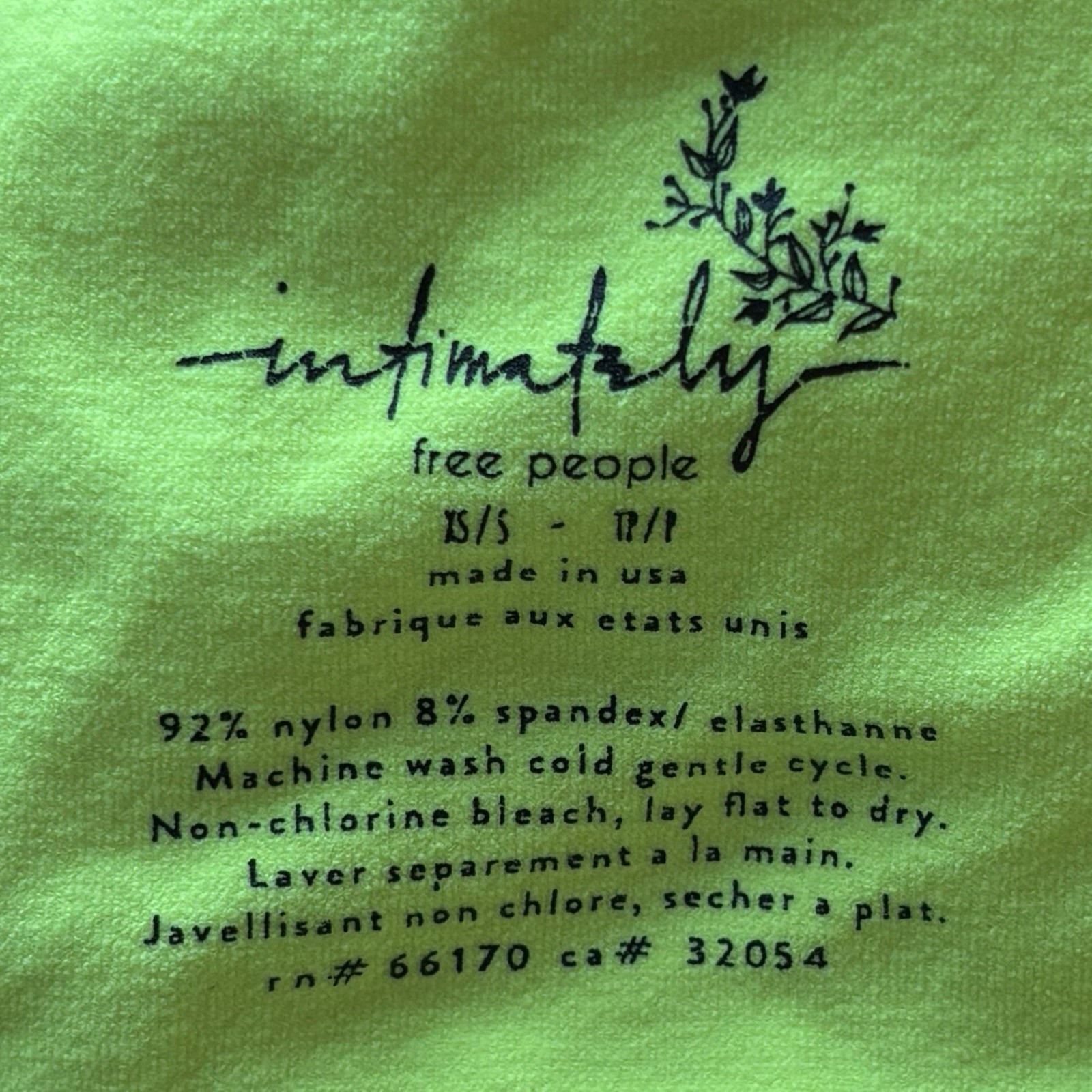 Free People Intimately Bright Neon Yellow Stretchy Crew Crop Top Baby Tee, XS/S
