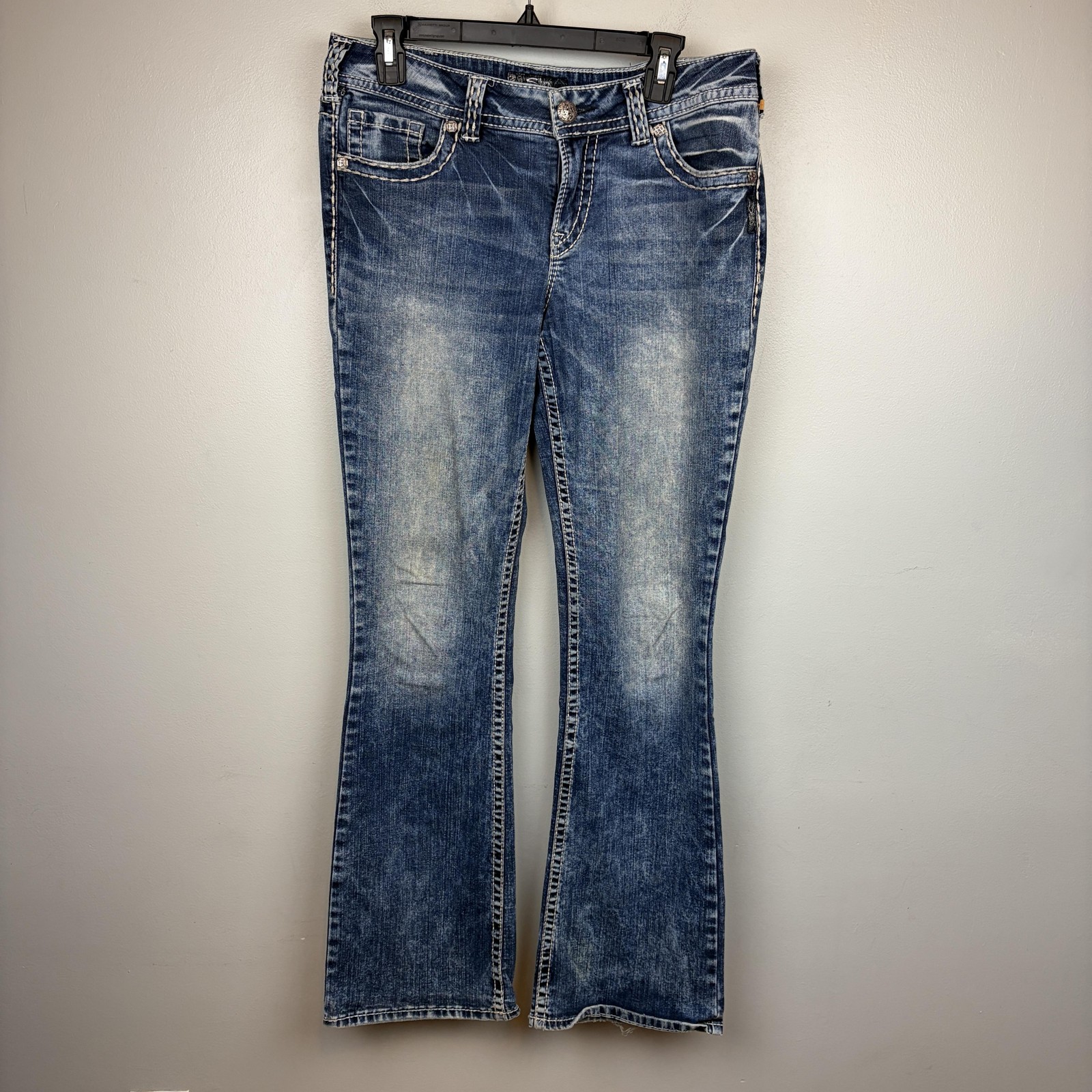 Silver Jeans Co Suki Mid Boot Jeans Womens 32×33 Blue Bootcut Stretch Denim