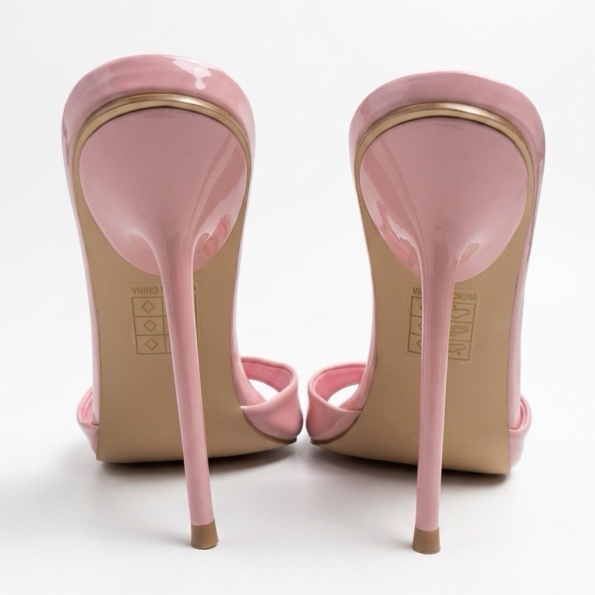 PrettyLittleThing Pink Patent Pointed Toe Mule Stiletto Heels Women’s US 5 NWOB