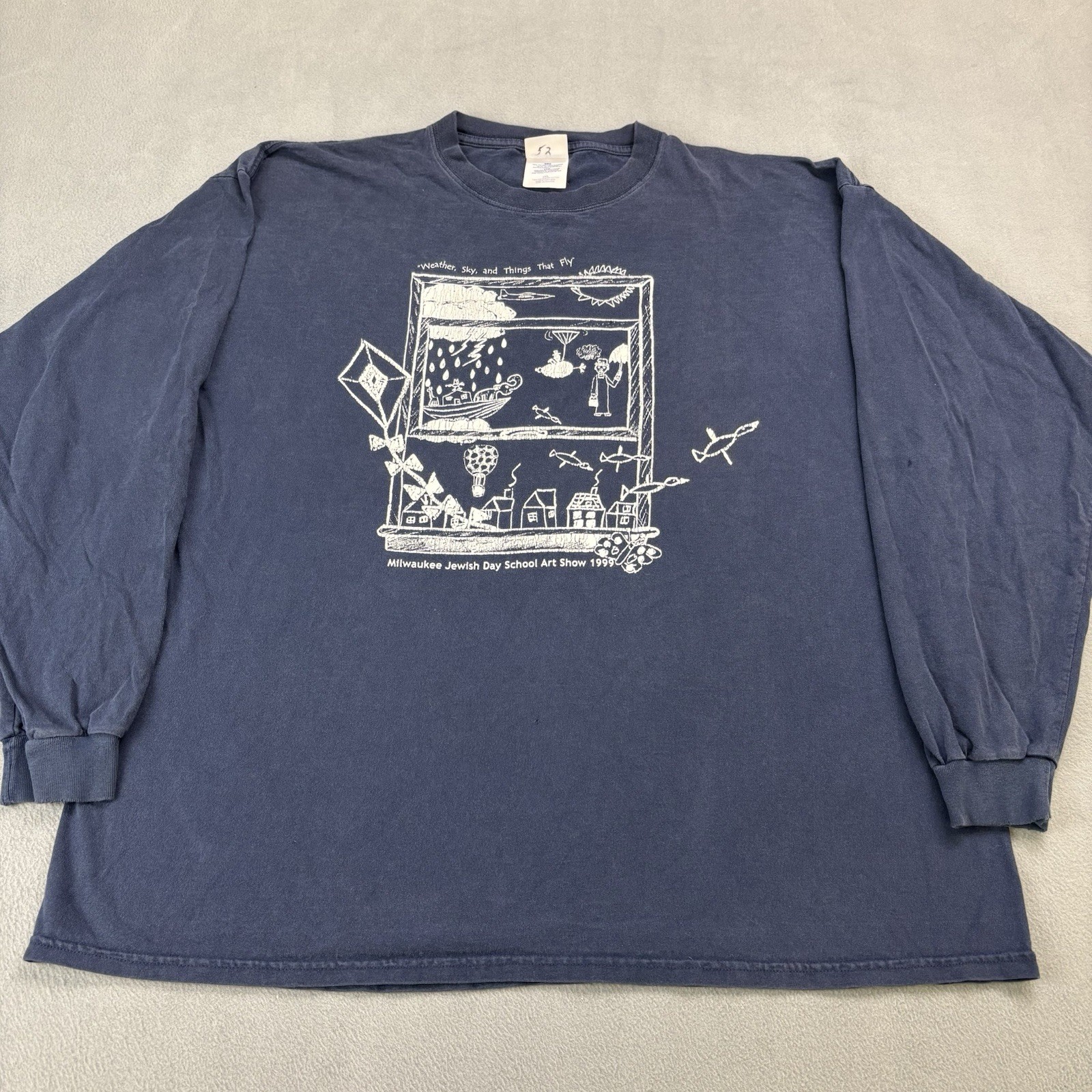 Vintage 90s 1999 Jewish Day School Art Show Long Sleeve Shirt Size 2XL