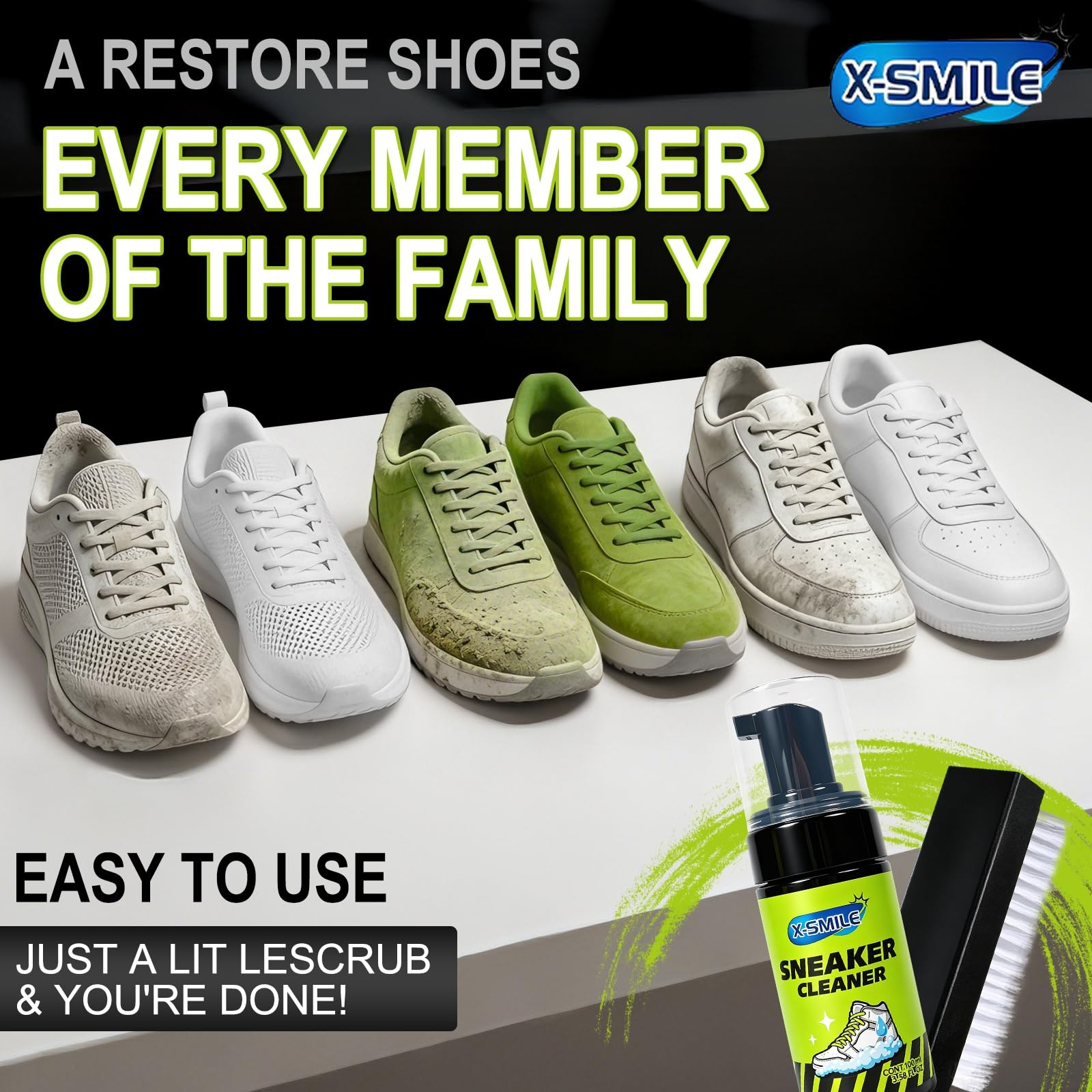 Sneaker Cleaning Kit, Foam Cleaner for White Shoes, PU & Synthetic, Canvas, Mesh