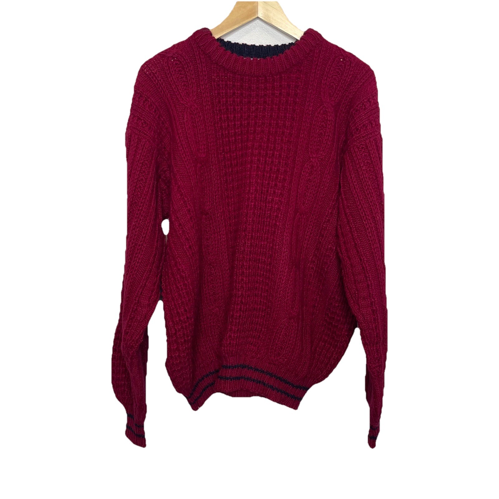 VTG John Molloy Men Handknit Wool Fisherman Sweater Donegal Ireland Red No Size