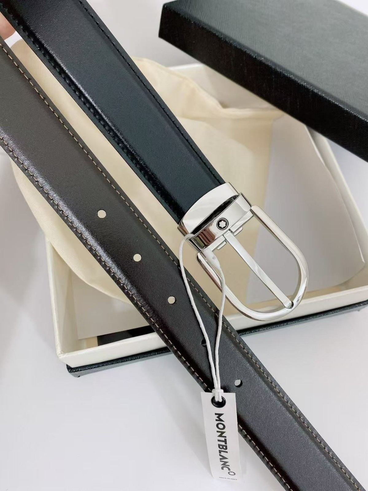 Montblanc Black/Brown 30mm Reversible Leather Belt With Gift Packaging
