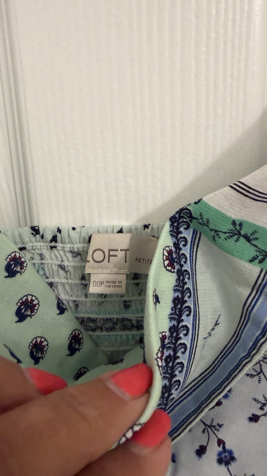 LOFT Petite Floral Patchwork Print Sundress XXSP NWOT Shades of Blue & Green