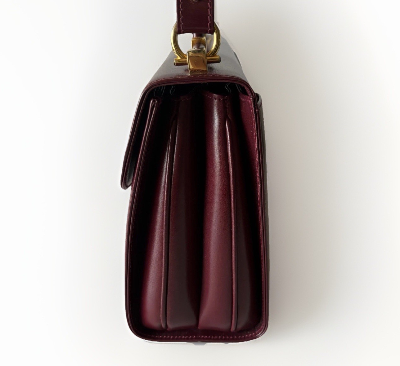 Authentic BALLY Hand bag Burgandy Leather From Japan 01058