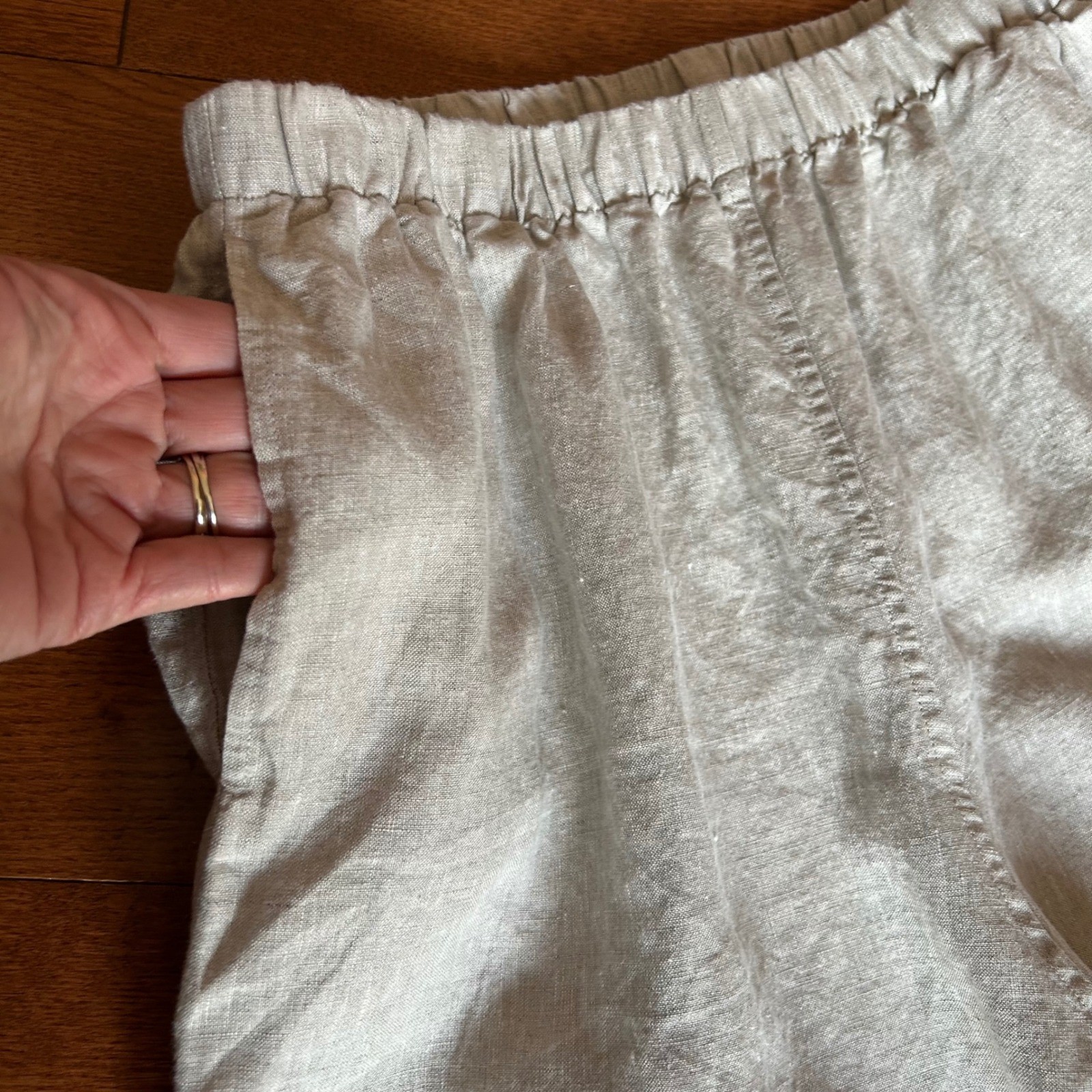 Breevar Womens Hemp Sleepwear Pajama Set L Natural Top Pants Sustainable