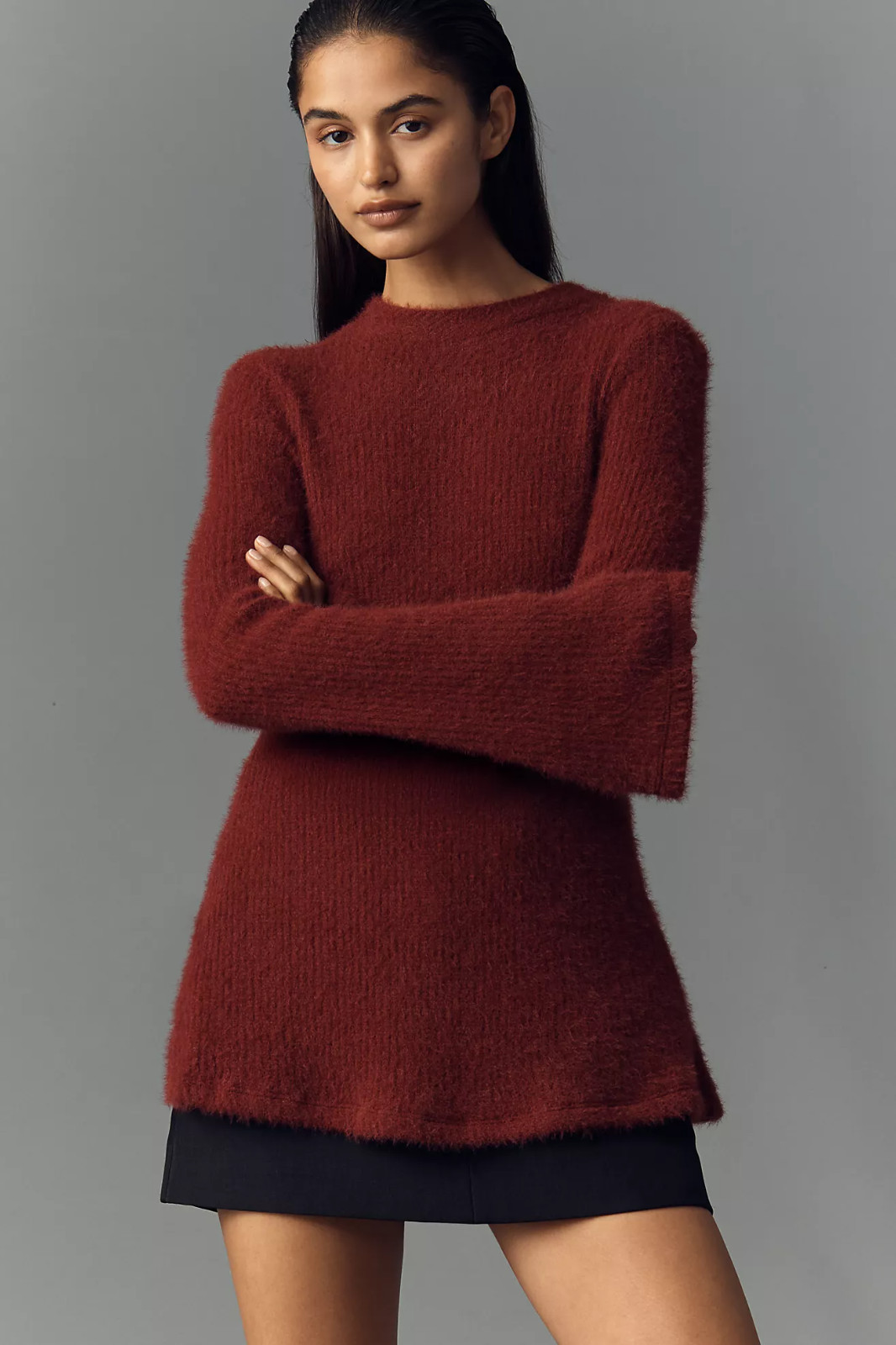 NWT Anthropologie Maeve Tie-Back Bell-Sleeve Top, Tunic Top, Burgundy, XS
