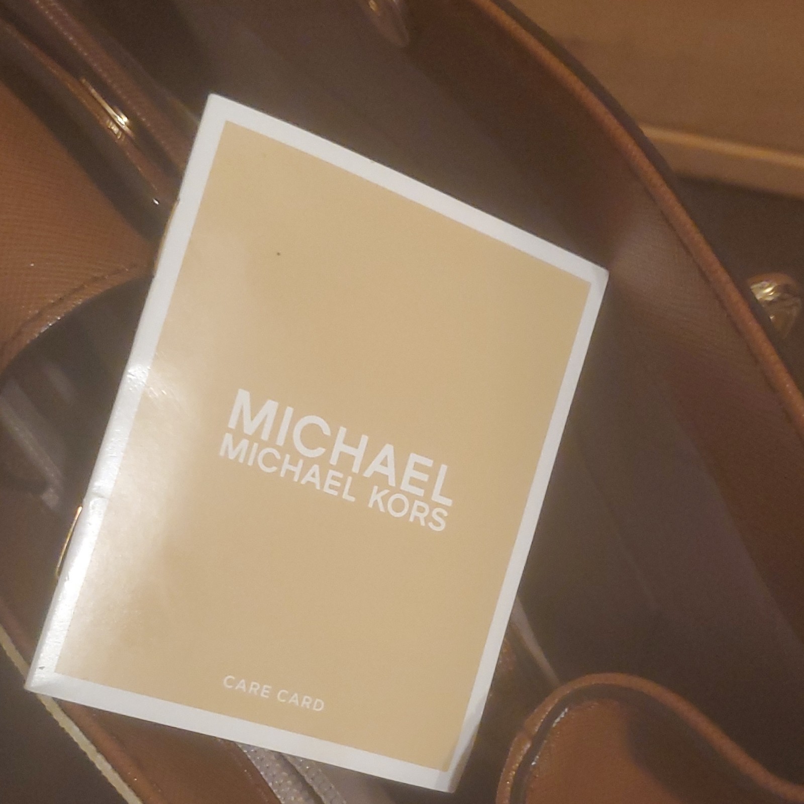 Michael Kors Signature Logo Tote Bag Large Zip Lined Inner Pockets Brown Beige