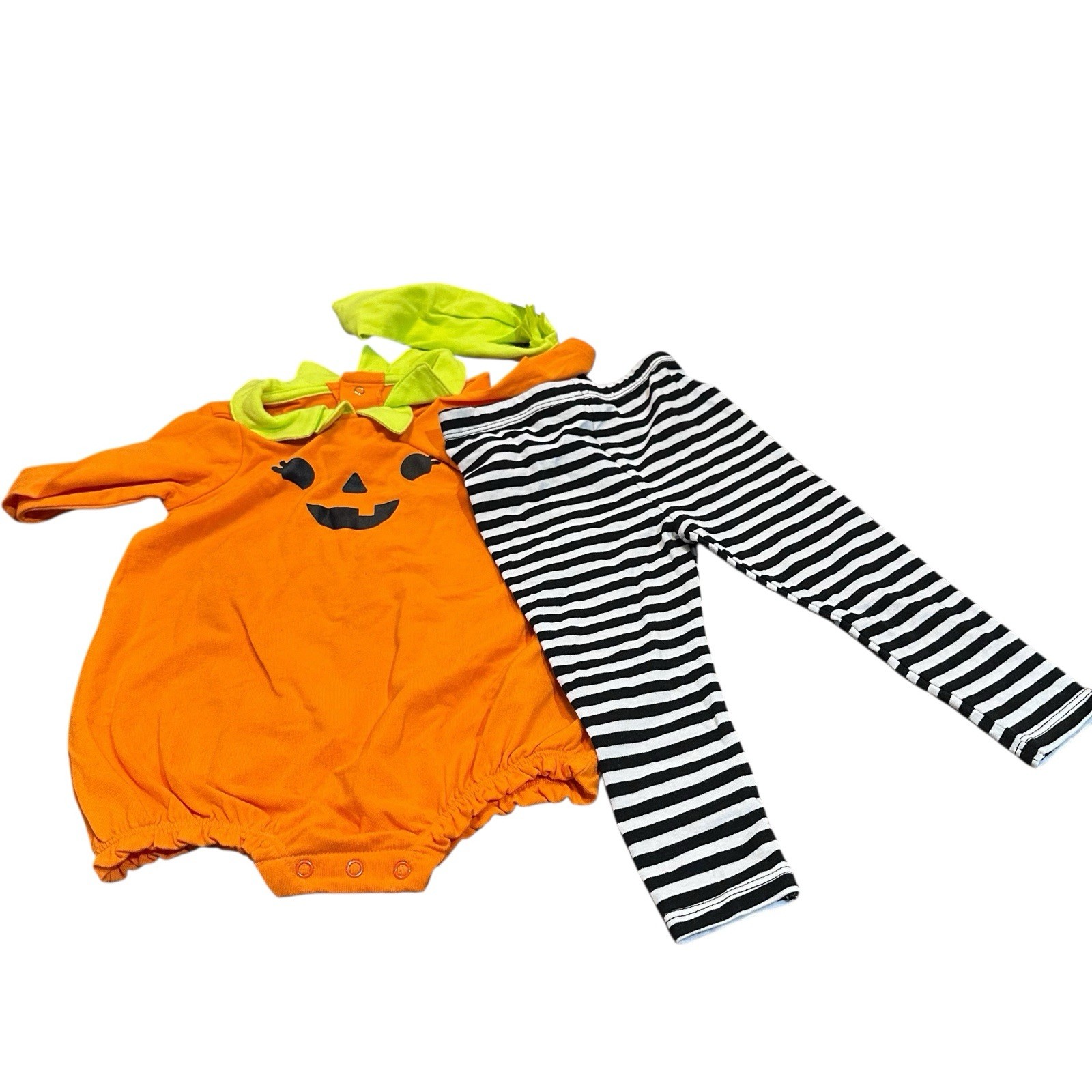 Cat & Jack 6 – 9 Month Halloween Pumpkin Outfit 3 Pc Pant Bodysuit & Hairband