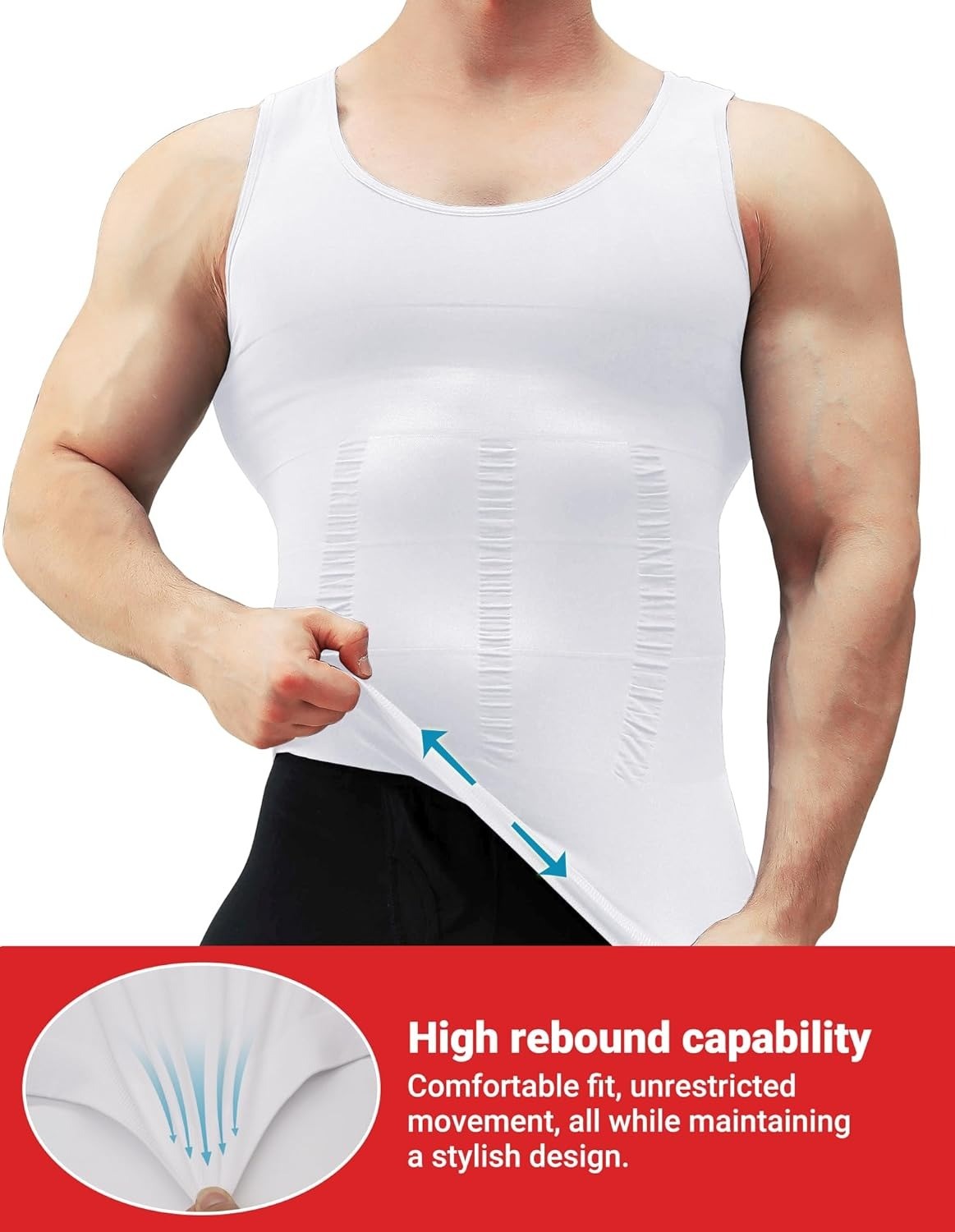 5 Pack Men Body Shaper Slimming Tummy Vest Compression Shirt Tank Top Shapewear
