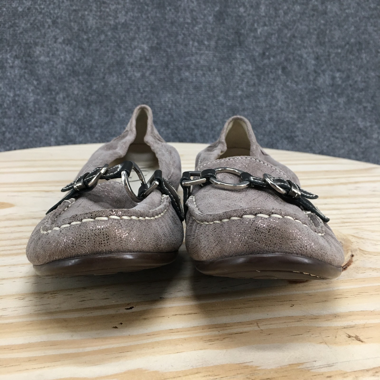 AGL Attilio Giusti Leombruni Loafers Womens 39 Taupe Suede Metallic Slip On