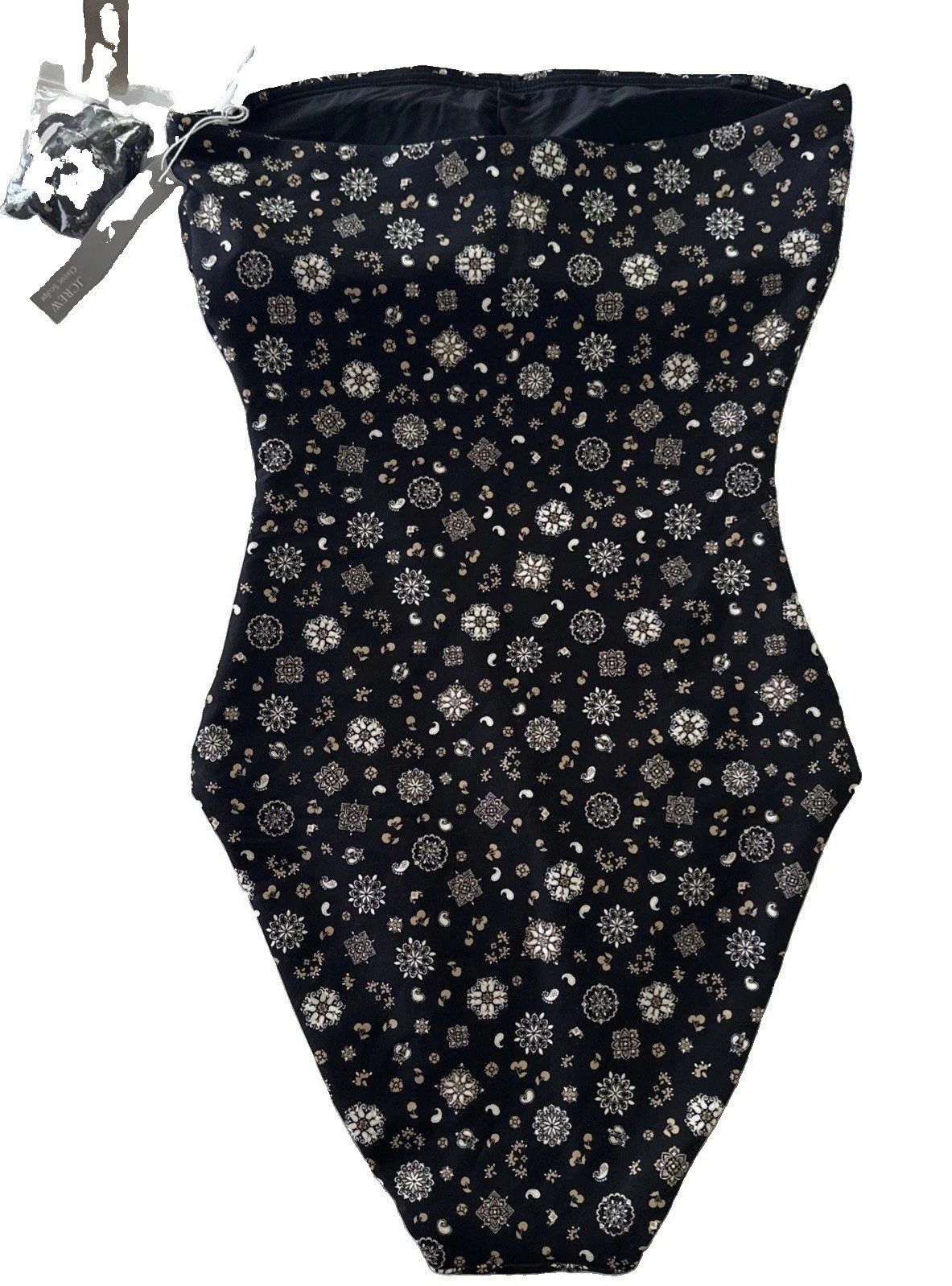 NWT J.Crew Size 8 Long-torso Gemma Bandeau One-piece Classic Sculpt Black Ivory