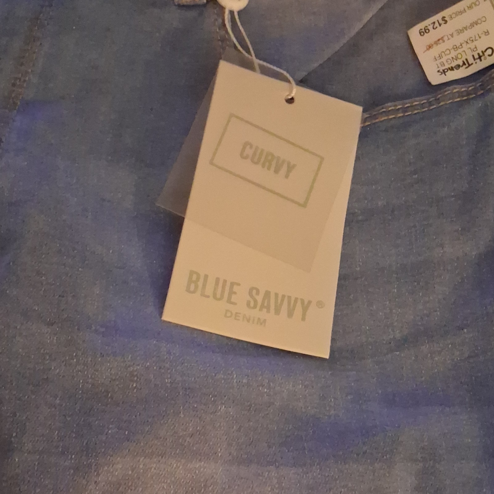 Blue Savvy Women’s Curvy Skinny Jeans Light Wash Blue Denim Cotton Size 12