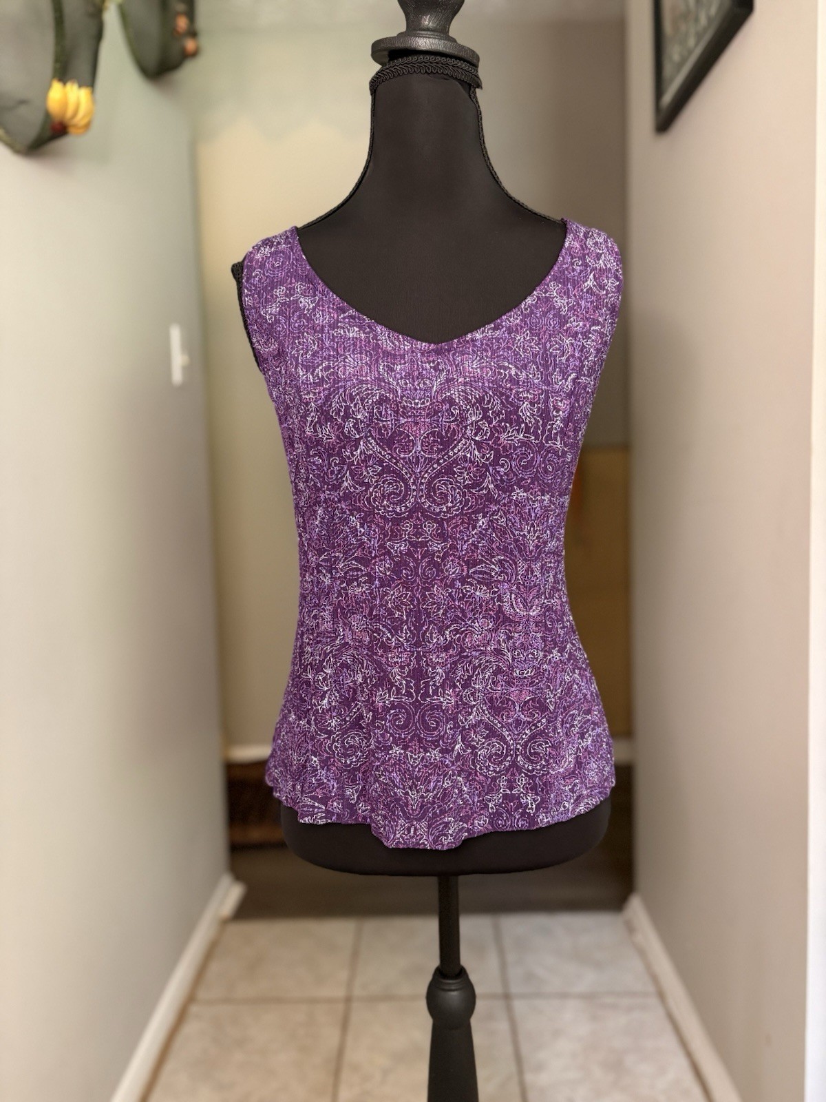 Y2K Whimsygoth Alex Evenings Purple Paisley Tank W Purple Sparkles