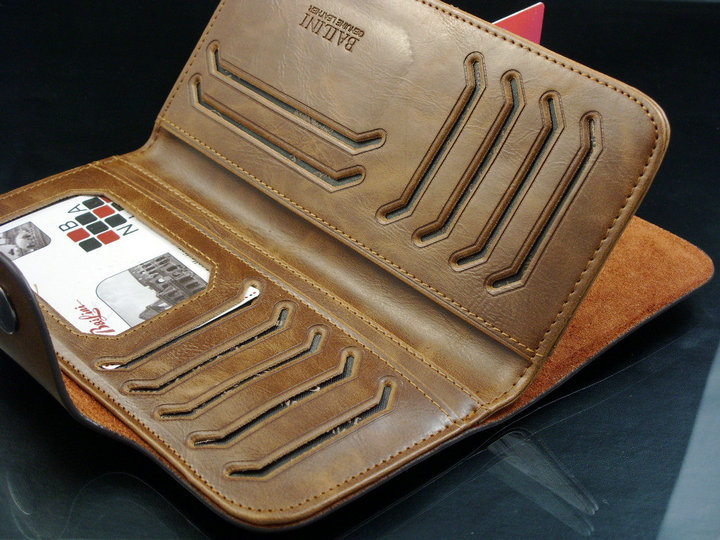 Men’s Leather Wallet Bifold ID Card Holder Checkbook Long Clutch Billfold Purse
