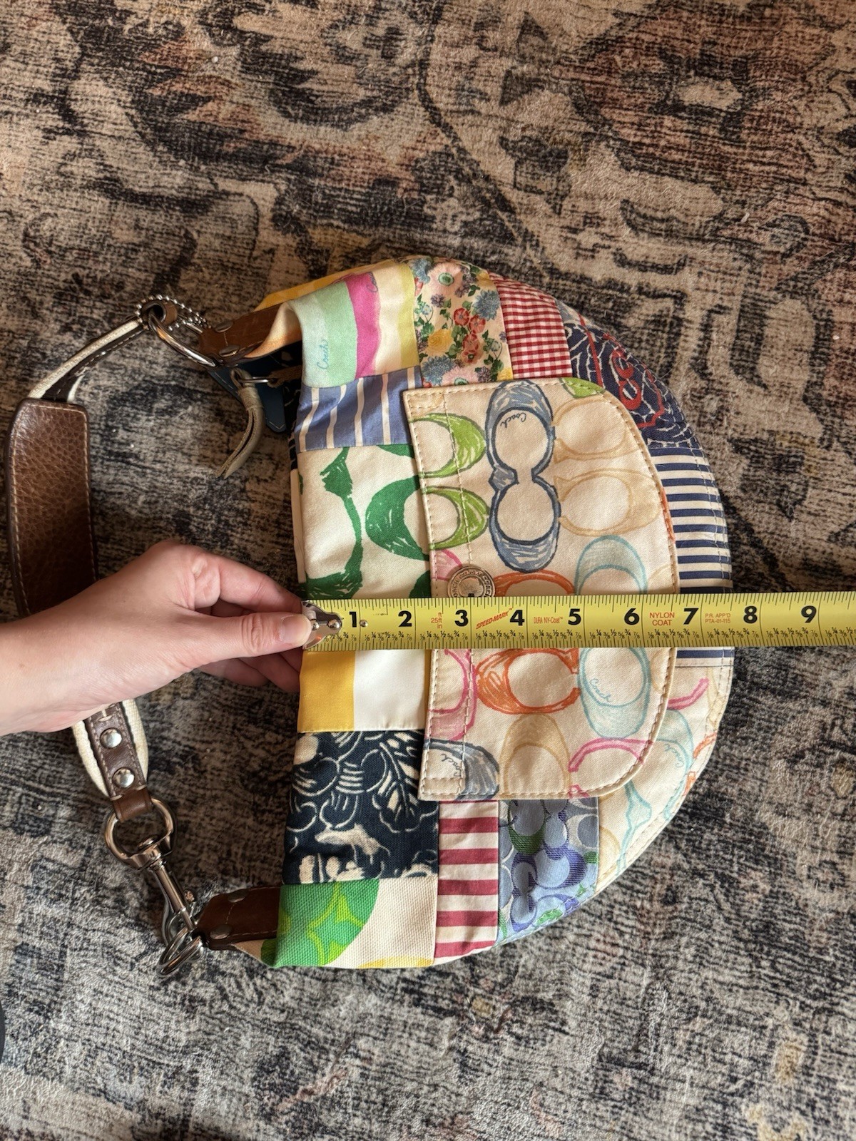 Vintage Y2K Coach Daisy Patchwork Multicolor Small Crescent Hobo Ergo Bag