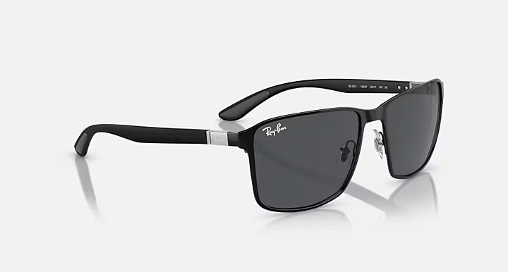 Ray-Ban RB3721 59mm Matte Black Frame Dark Grey Lens Square Metal Men’s Sunglass