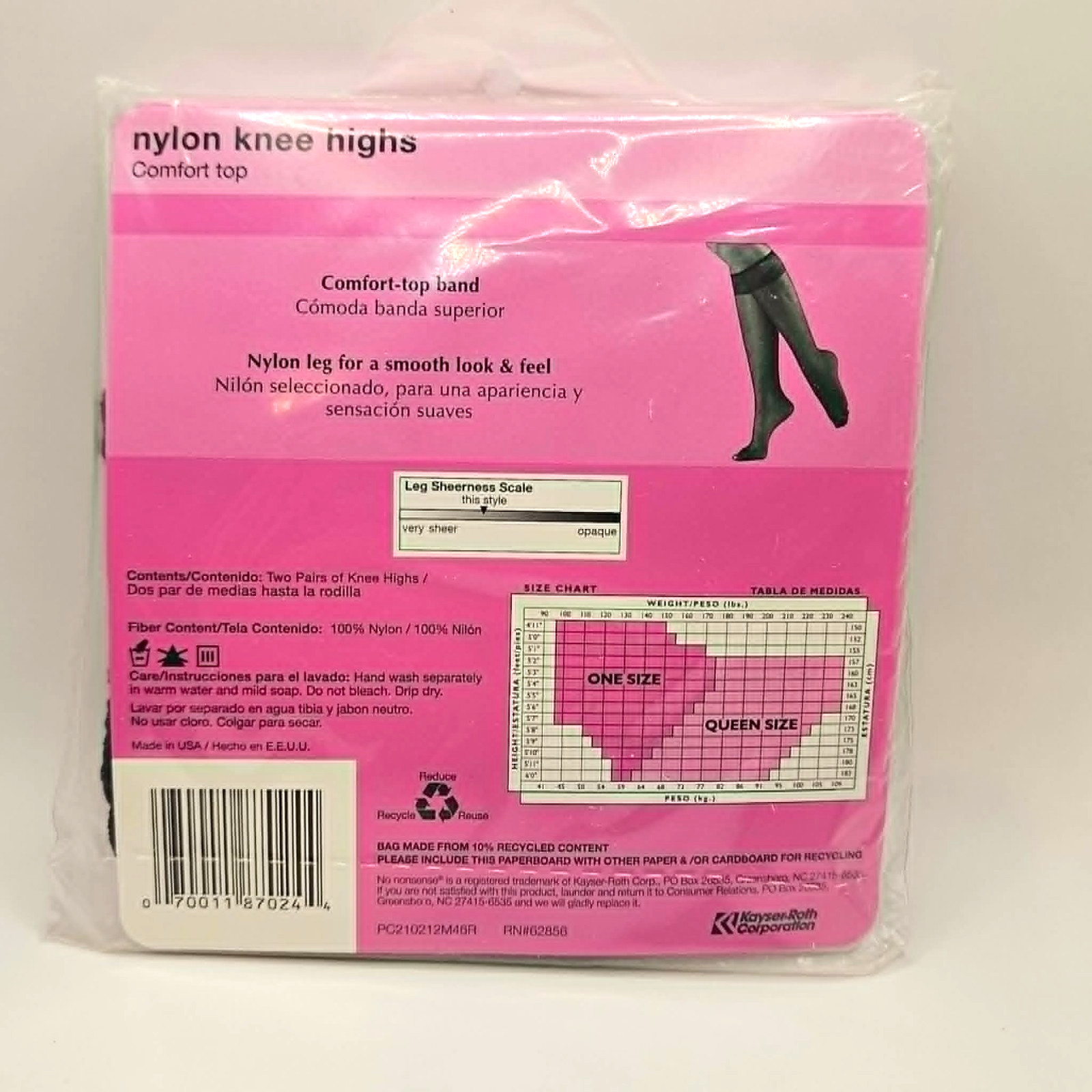 No Nonsense Knee Highs 2 Pair Pack in Off Black
