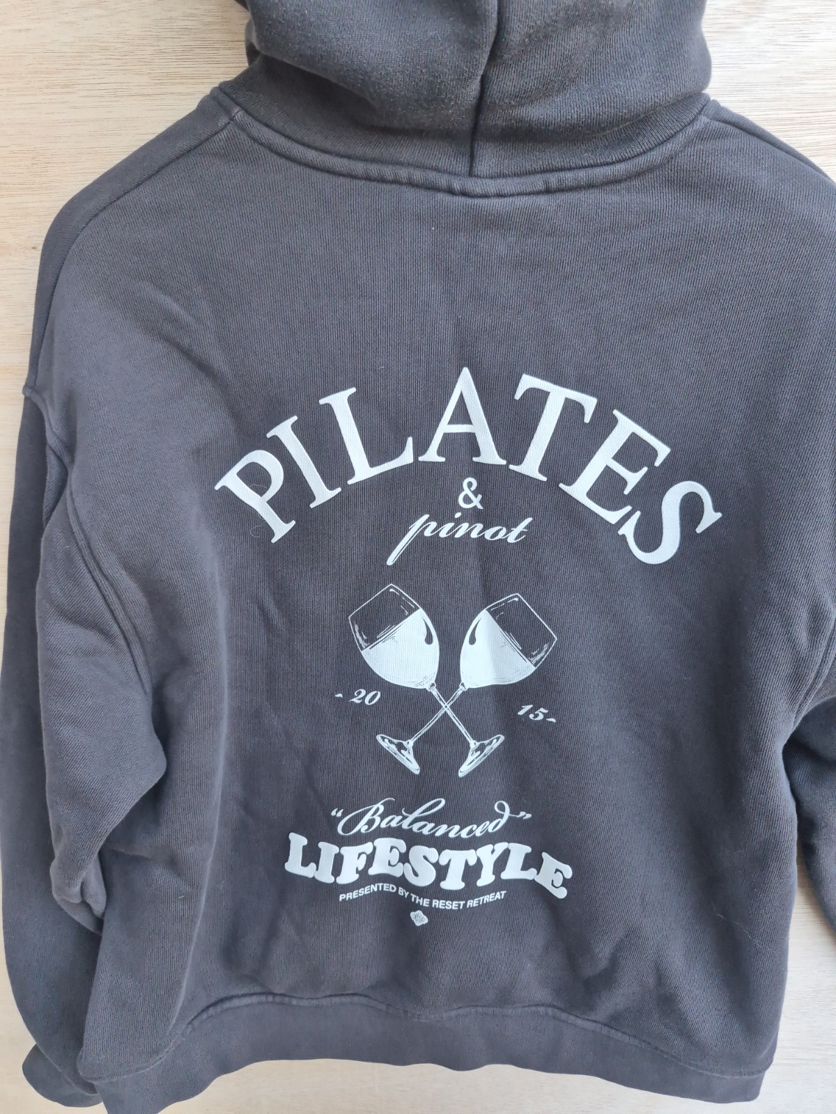 The Couture Club Pilates & Prosecco Hoodie Womens UK 8 Grey Oversized Pullover