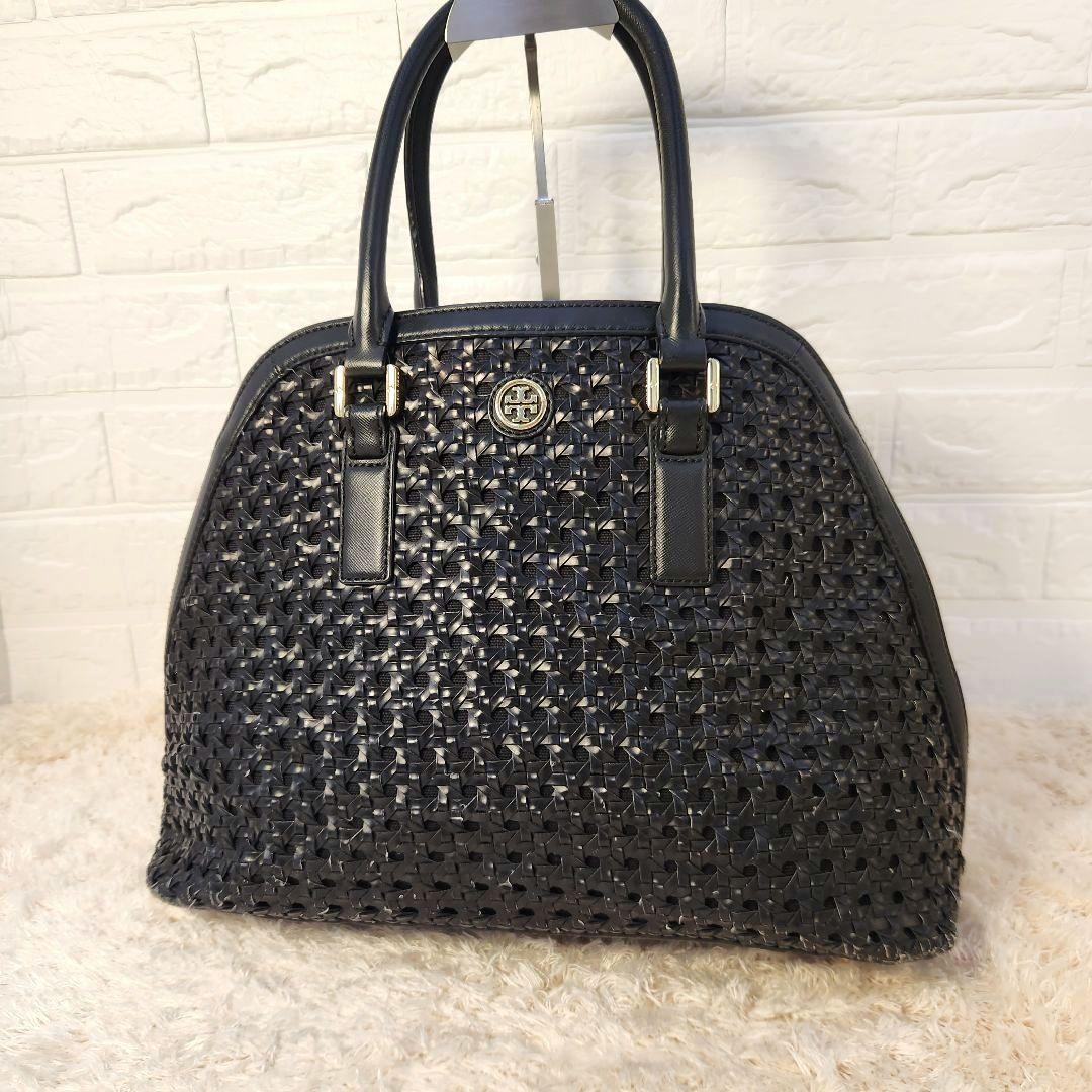 Good Condition Tory Burch Robinson Handbag Mesh Weave Black