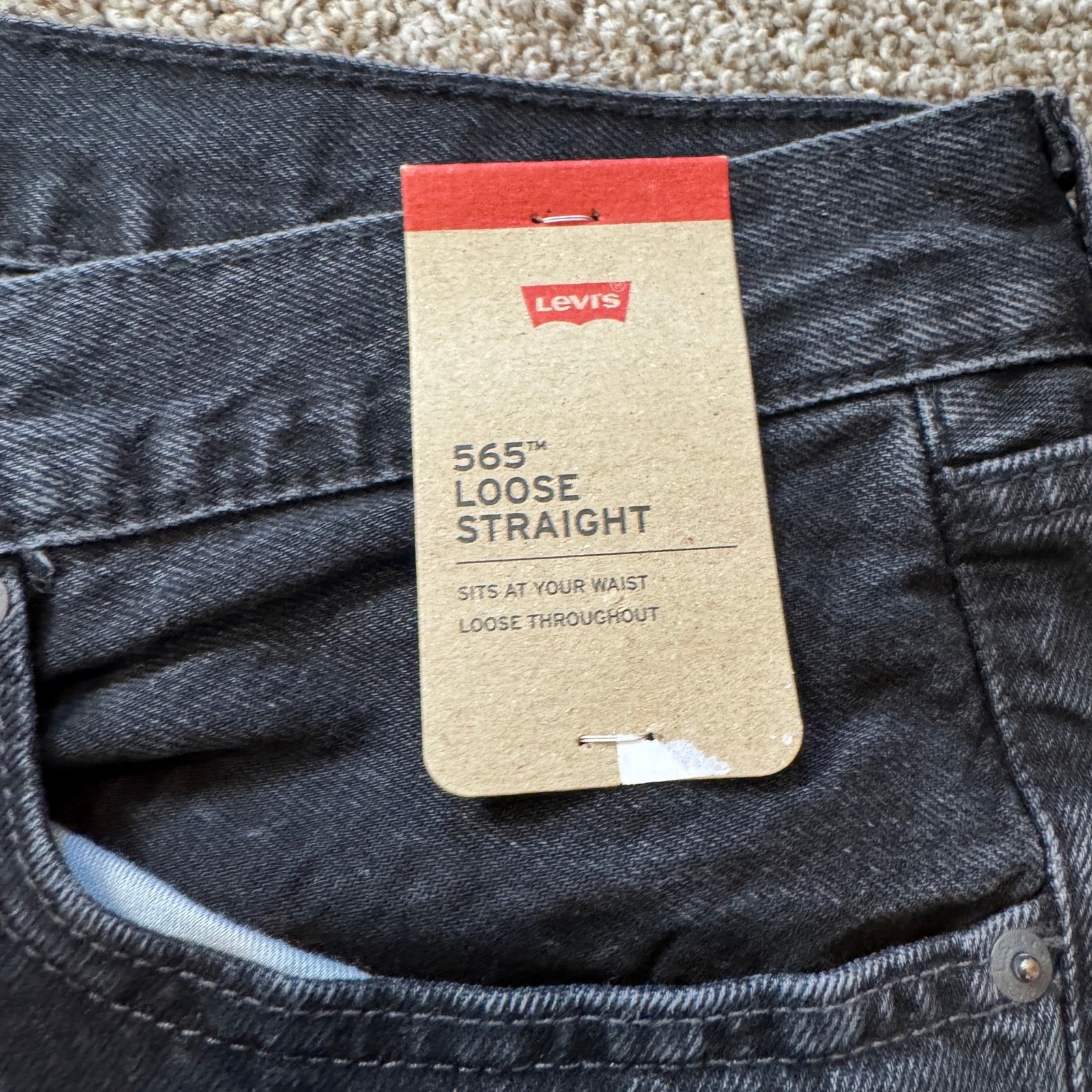 Levi’s 565 Loose Straight Men’s Jeans 36×30 Black Gray Retro Y2K Relaxed NWT