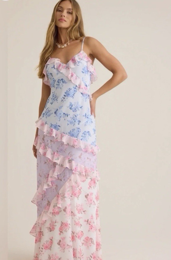 Altar’d State Mirelda Floral Maxi Dress Cottage Cove Size L NWT