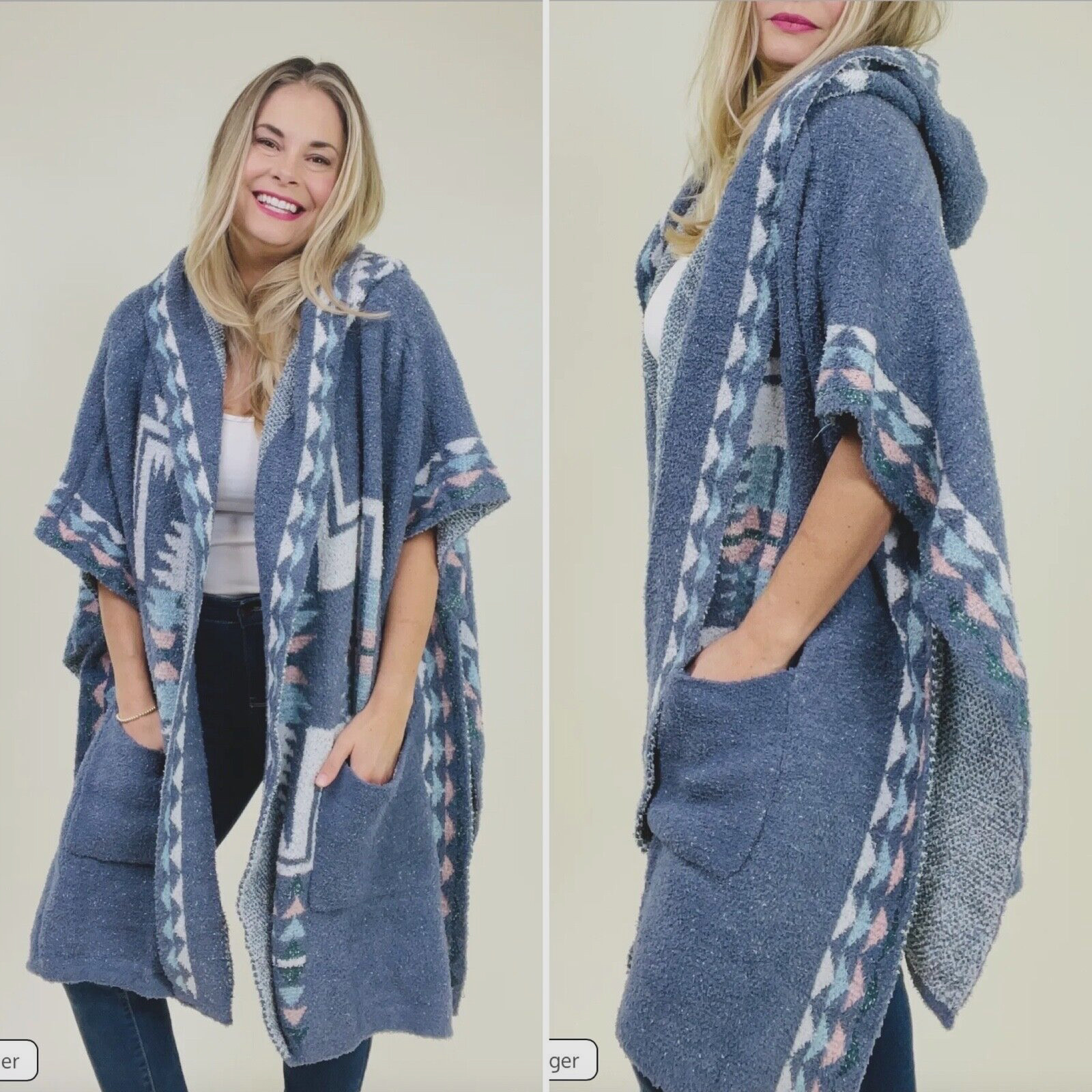 Davi & Dani Unicorn Tribe Berber Fleece Poncho Hoodie Oversized S M NWOT Soft